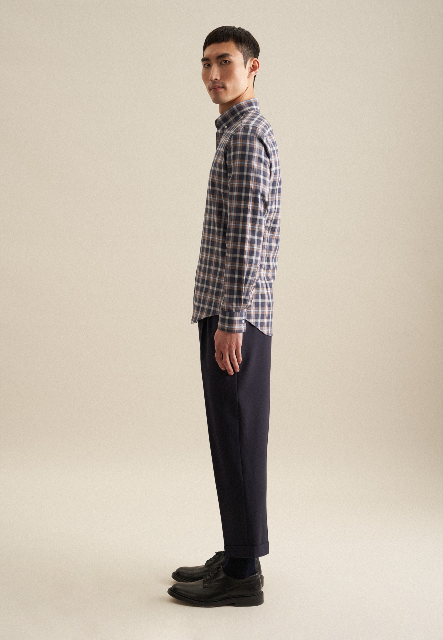 seidensticker Flanellhemd »Shaped«, Shaped Langarm Button-Down-Kragen Karo