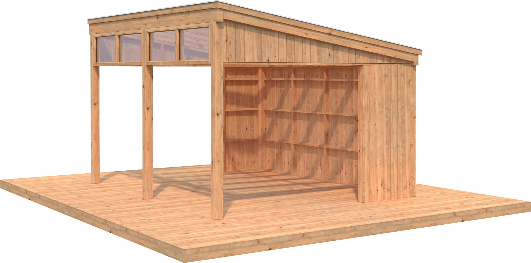 Holzpavillon »Nova«, mit Oberlicht, BxT: 432x376 cm, hellbraun