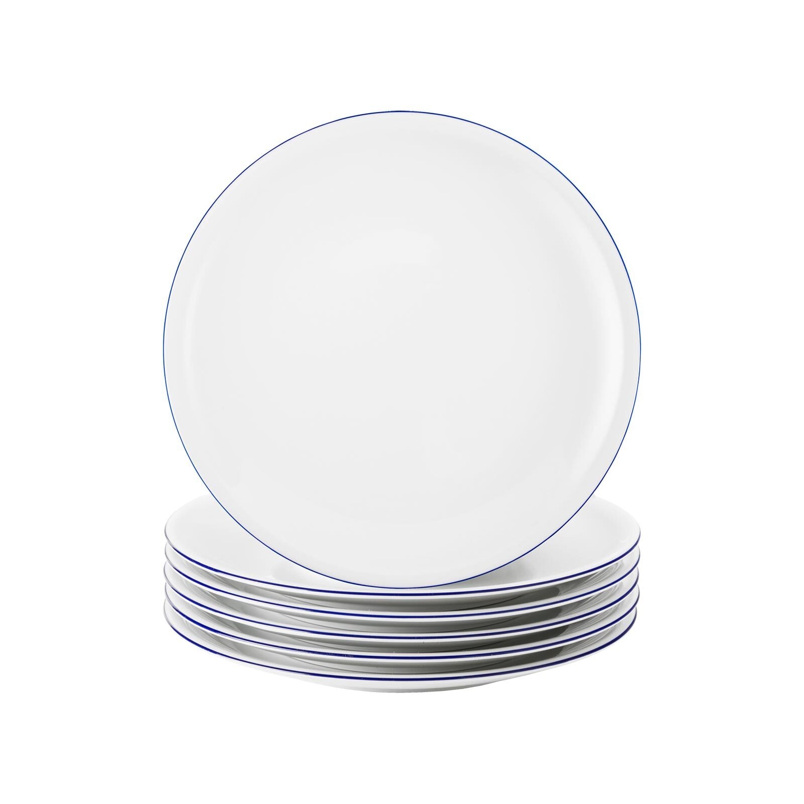 Frühstücksteller SELTMANN WEIDEN "Frühstücksteller Compact Blaurand ø 19,3 cm 6er Set weiß-blau", bunt (weiß, blau), L:19,3cm, Speiseteller