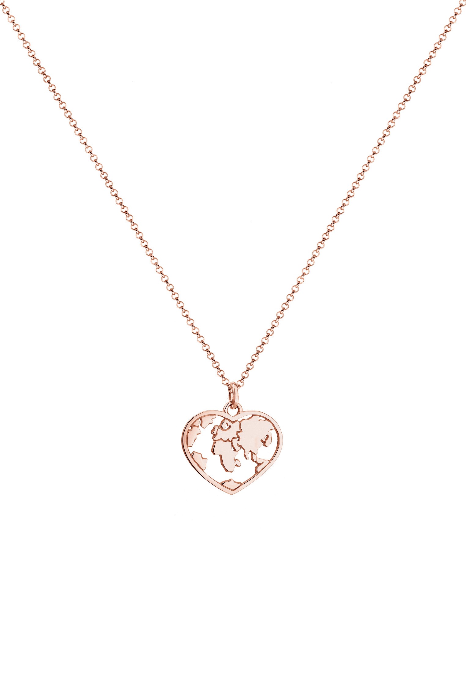 Elli Kette mit Anhänger »Herz Weltkugel Globus Erbskette Trend 925 Silber«