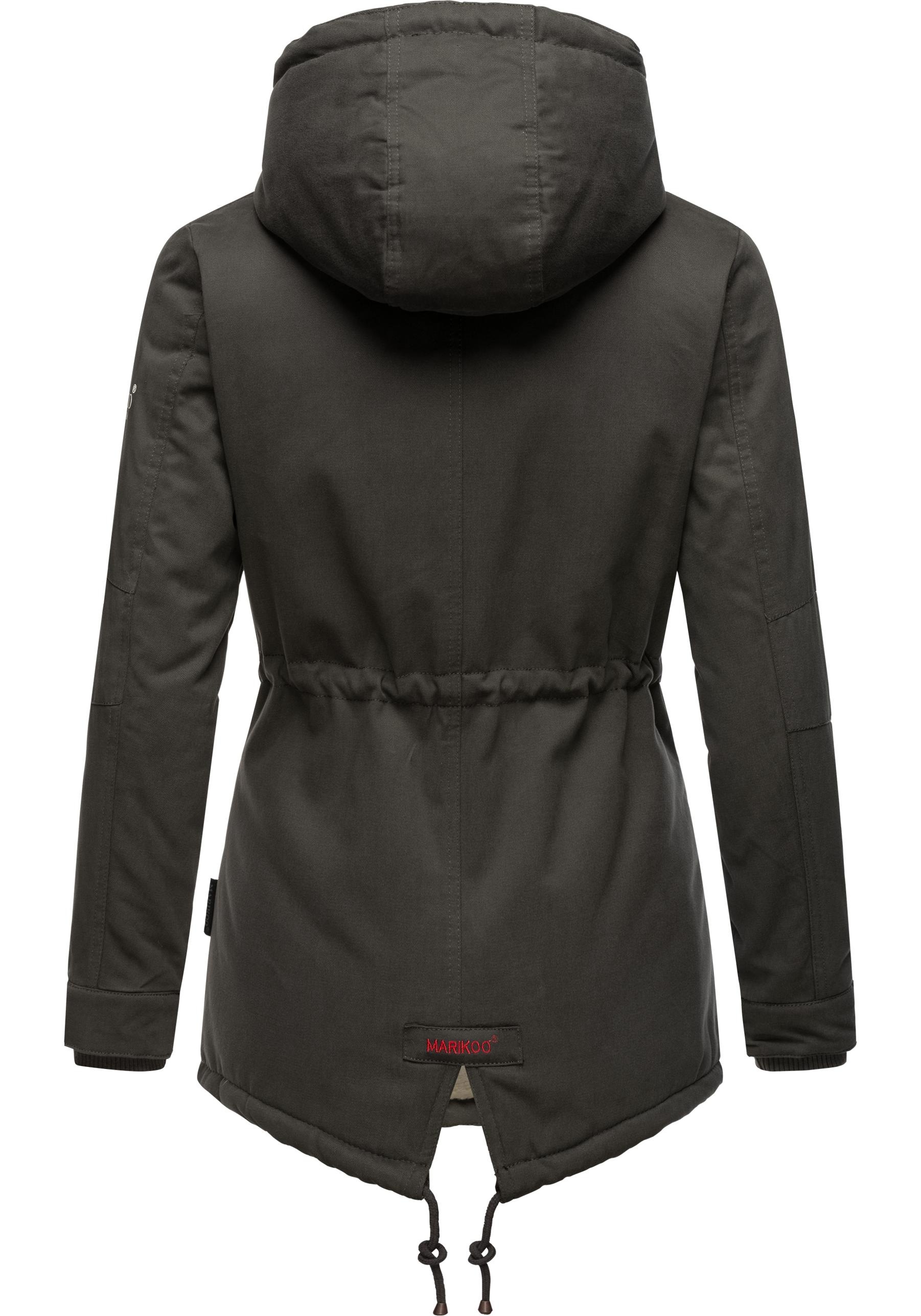 Marikoo Winterjacke »Manolya«, mit Kapuze, stylischer Kurzmantel mit weichem Teddyfell-Futter