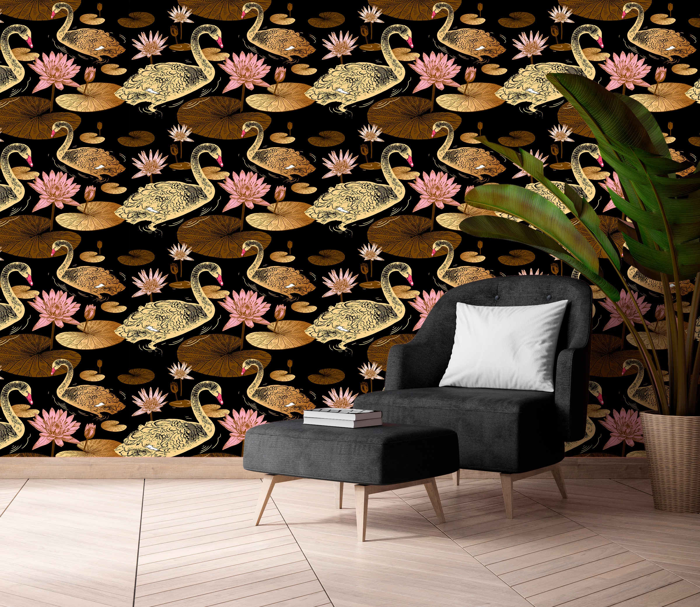 queence Vinyltapete »Emma«, bedruckt-Motiv-botanisch-floral-gemustert-natürlich, 90x250cm, selbstklebend, kinderleichte Anbringung, Sticker