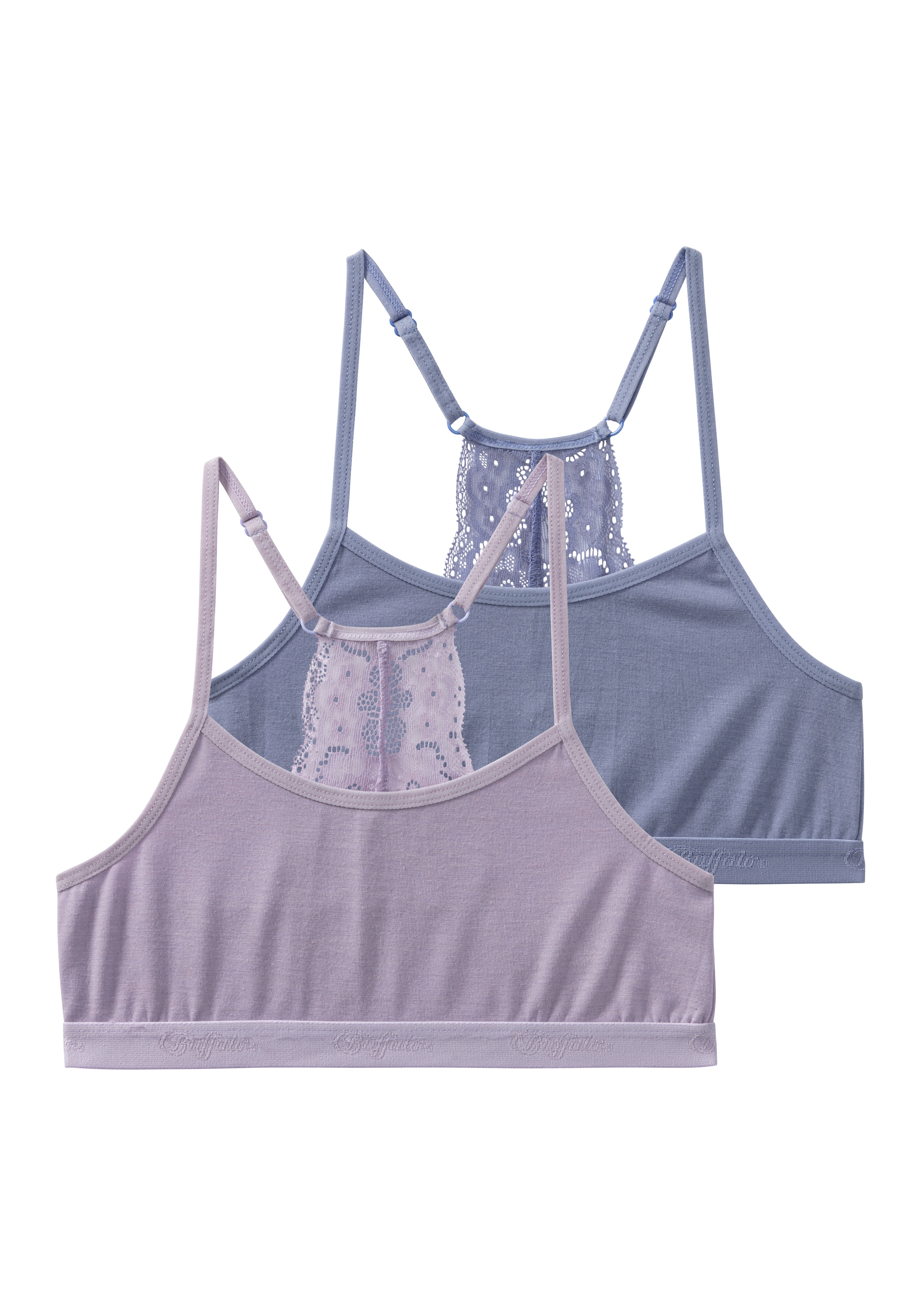 BUFFALO Mädchen Bustier, Gr. 182, lila, Single Jersey, Obermaterial: 92% Baumwolle, 8% Elasthan, unifarben, BHs, Ringerücken aus schöner Spitze