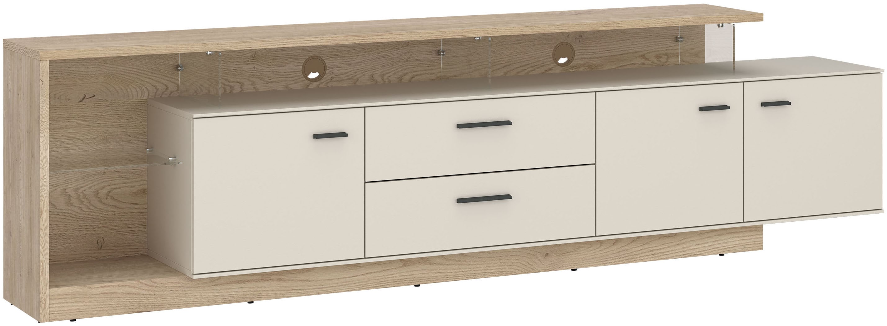 Home affaire Lowboard modernses Lowboard, Breite ca.236,4, 2 Türen und 2 Schubkasten