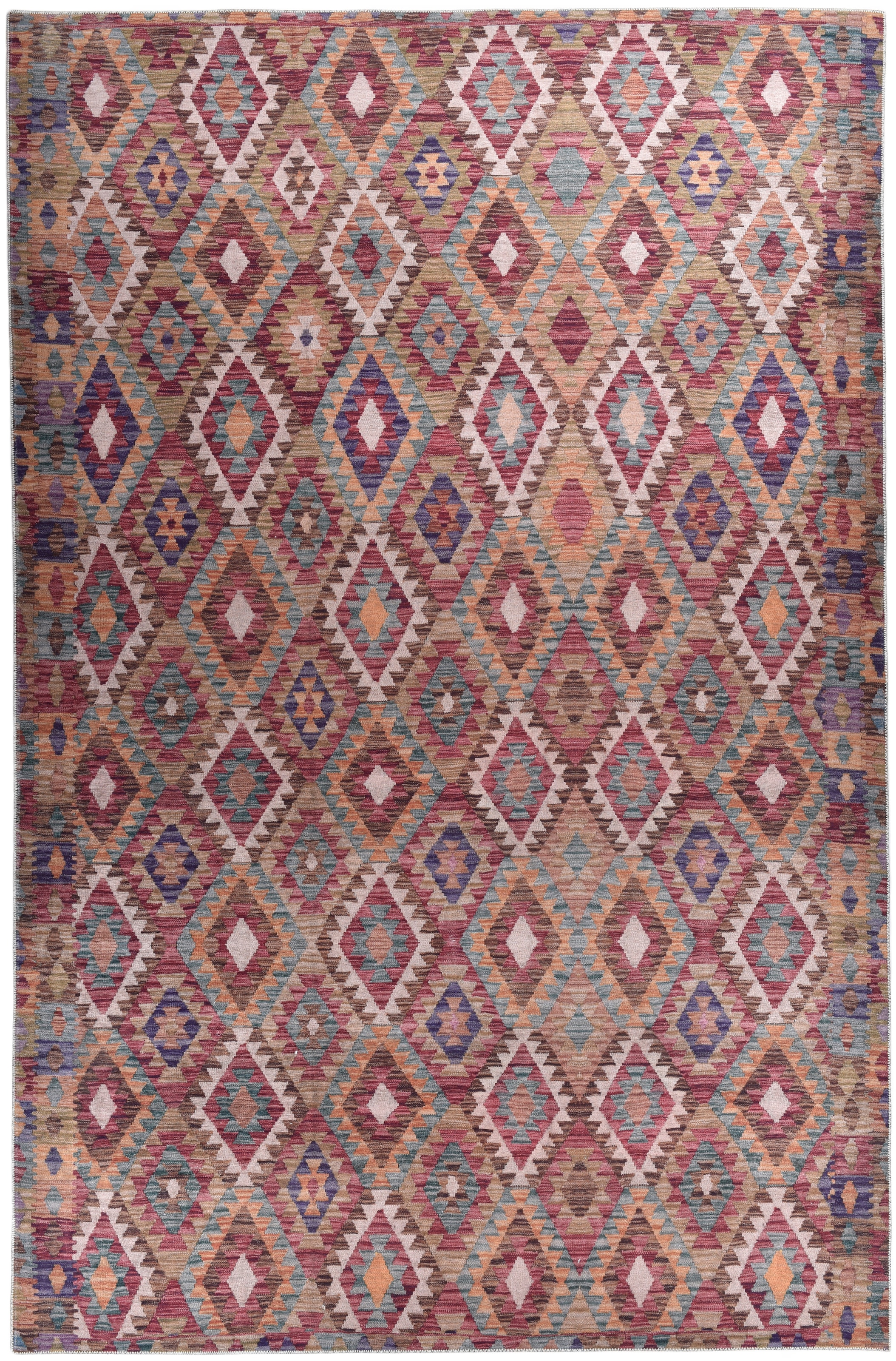 Teppich GINO FALCONE "Cecilia 27593" Gr. 4, bunt, B:160cm H:3mm L:230cm, Kunstfaser, Teppiche, Teppich, Flachgewebe, bedruckt, Rauten Design, auch als Läufer