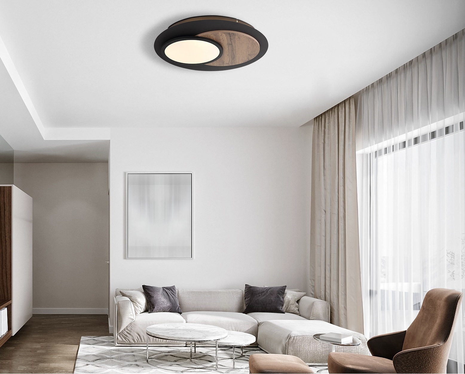 GLOBO LIGHTING Deckenleuchte »KORY« LED-Modul 1 Stk. Warmweiß Deckenlampe Wohnzimmer-Leuchte Schlafzimmer-Leuchte Flur Küche