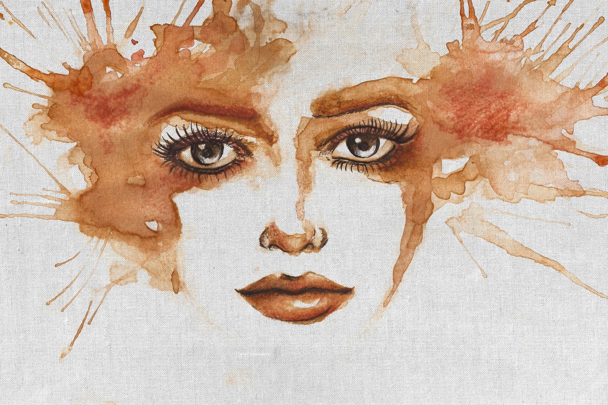 A.S. Création Leinwandbild "Watercolor Face 1 - Wandbild Grau Orange Keilra günstig online kaufen