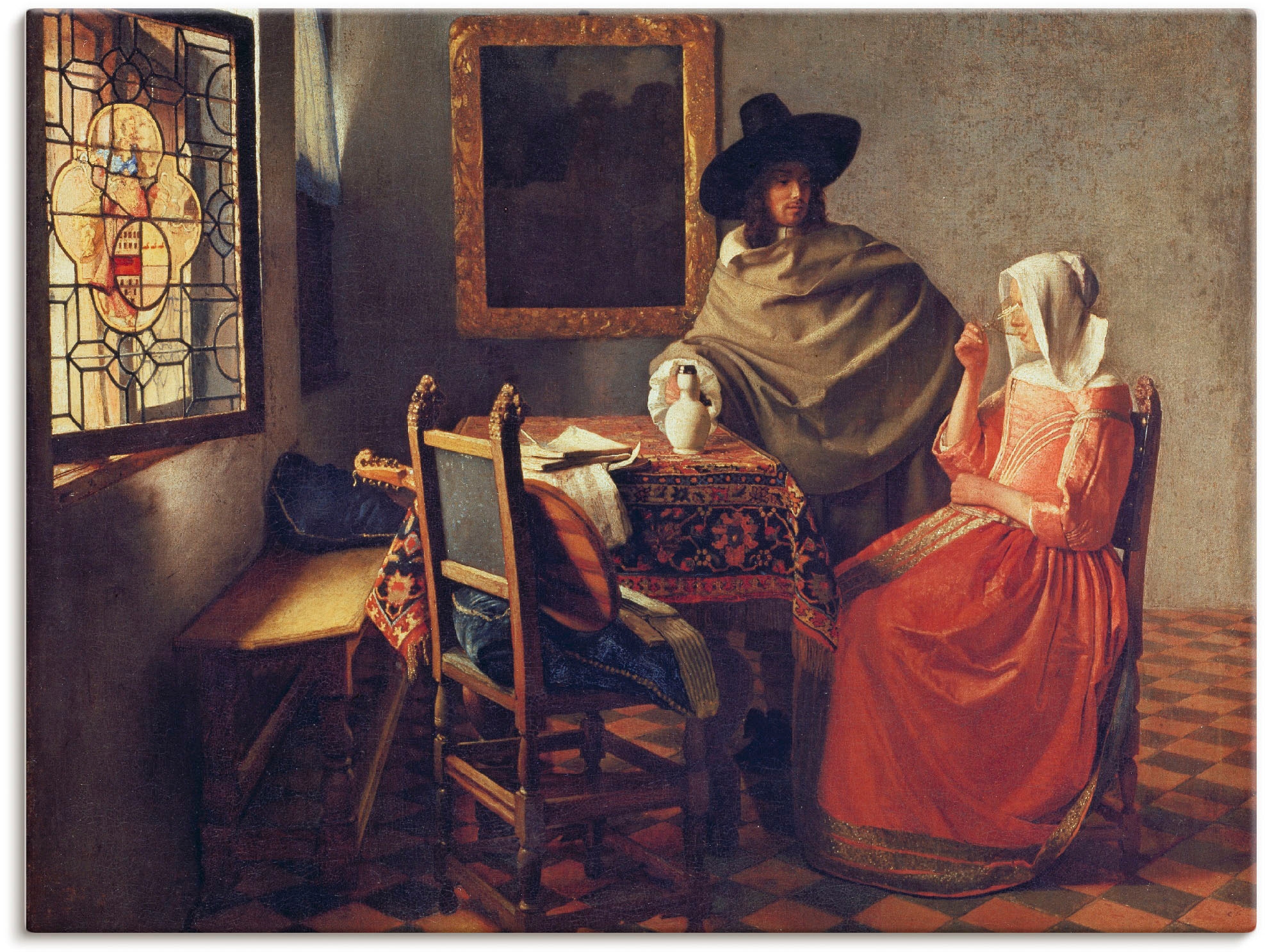 Artland Wandbild "Das Glas Wein. Um 1660/61" Paar 1 Stk. tlg. als Leinwandb günstig online kaufen