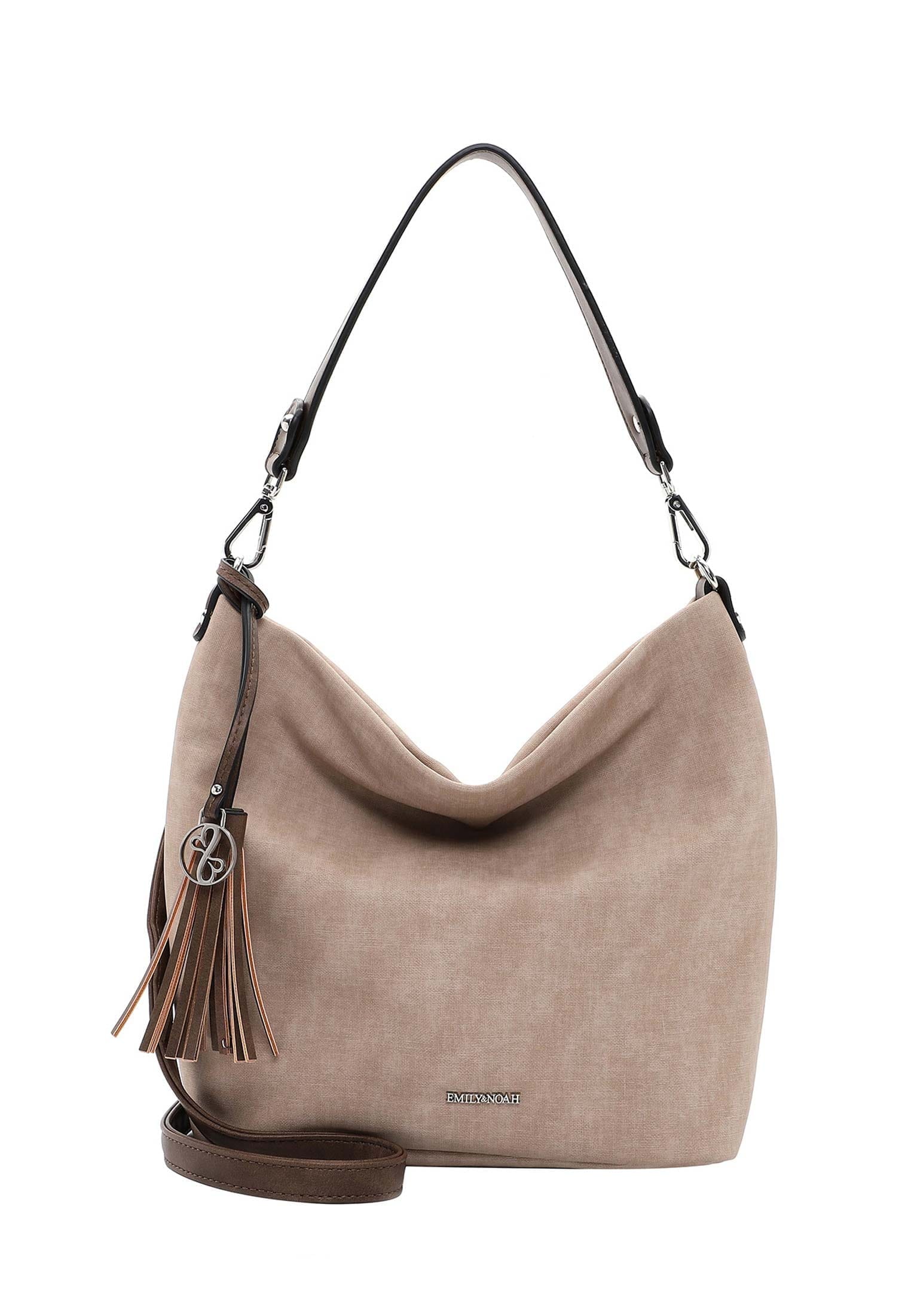 Beuteltasche EMILY & NOAH "Beutel E&N Elke", Damen, Gr. B/H/T: 36cm x 28cm x 14cm 0, beige (sand kombi 429), Polyurethan, Taschen Beuteltasche