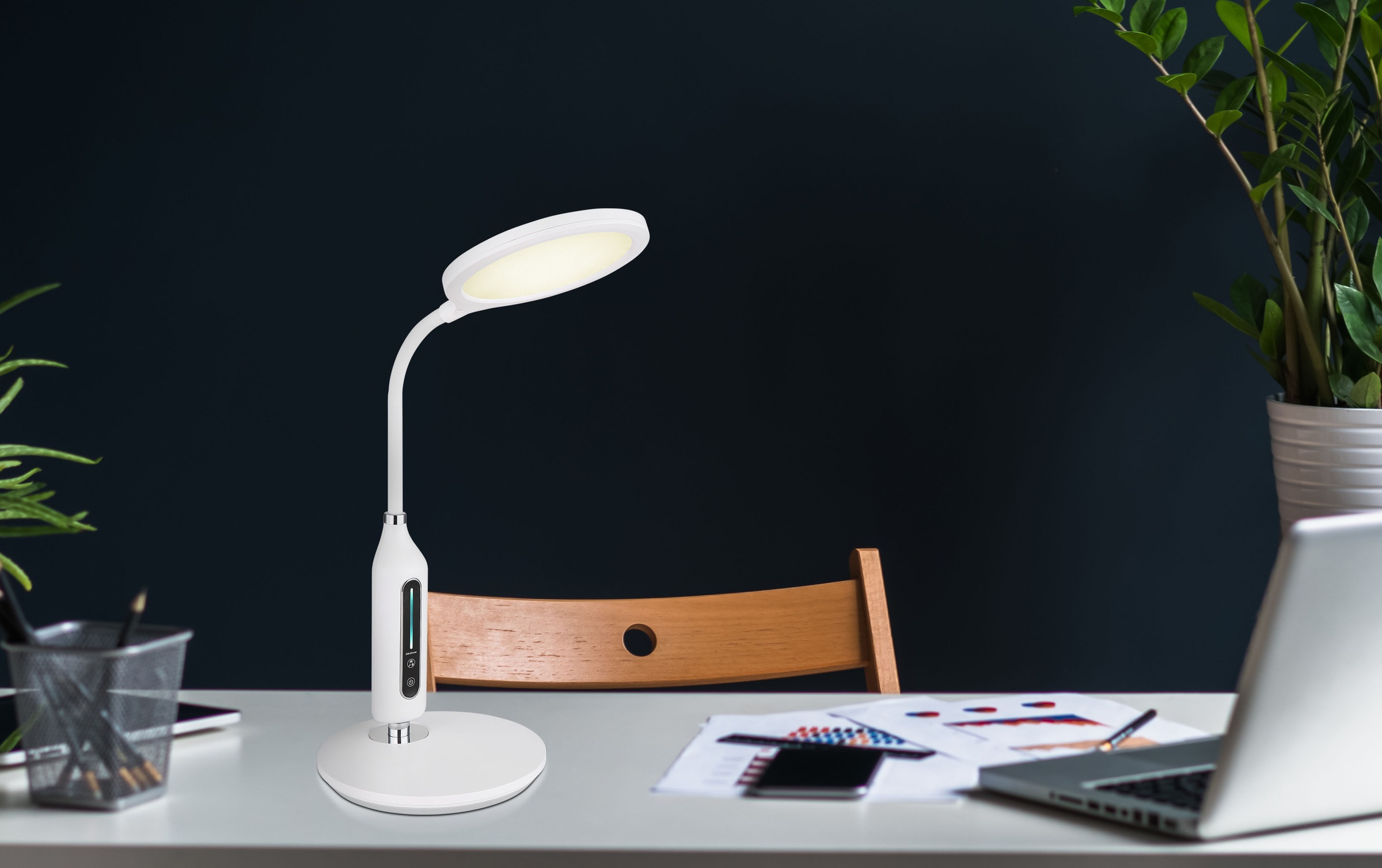 GLOBO LIGHTING Tischleuchte »FRUGGY« LED-Modul 1 Stk. Tischleuchte Weiß/Chrom, Touch dimmbar, Flexo, LED 9W