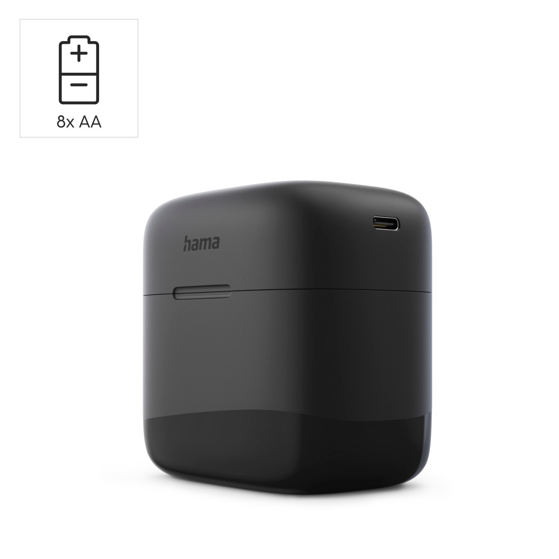 Hama Akku-Ladestation »Akku-Ladebox mit 8 AA Li-Ion-Akkus und USB-C-Anschluss« 8 Einzelladeschächte, Magnetverschluss, LED-Anzeige, Defekterkennung