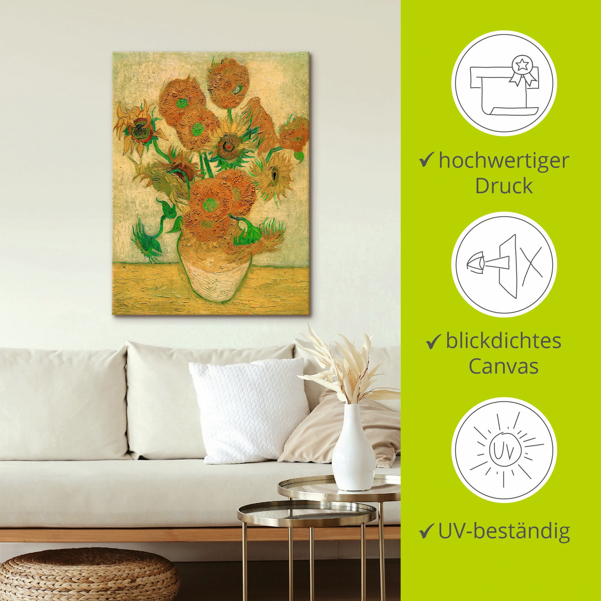 Artland Leinwandbild »Sonnenblumen«, Blumen, (1 St.), auf Keilrahmen gespannt