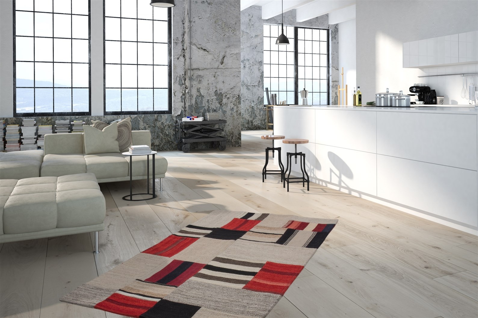 Kayoom Teppich »Radical 240«, rechteckig, 15 mm Höhe, Handgewebter Jacquard-Kilim, hochwertige Materialmischung