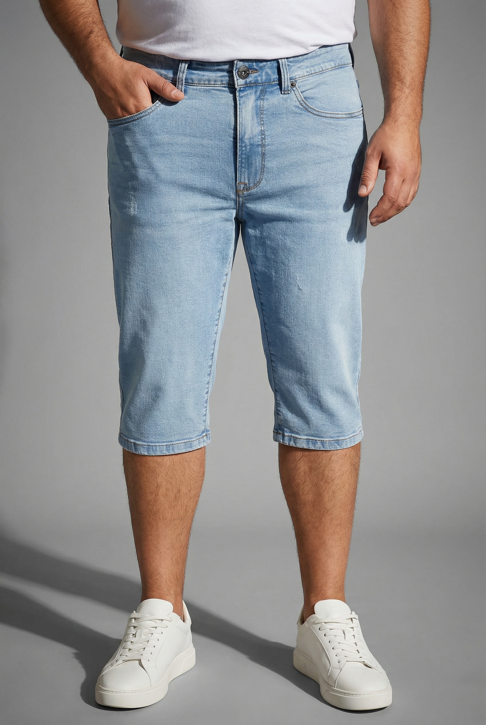 Mans World Plus Jeansbermudas gerade geschnittenes Bein, normale Leibhöhe, günstig online kaufen