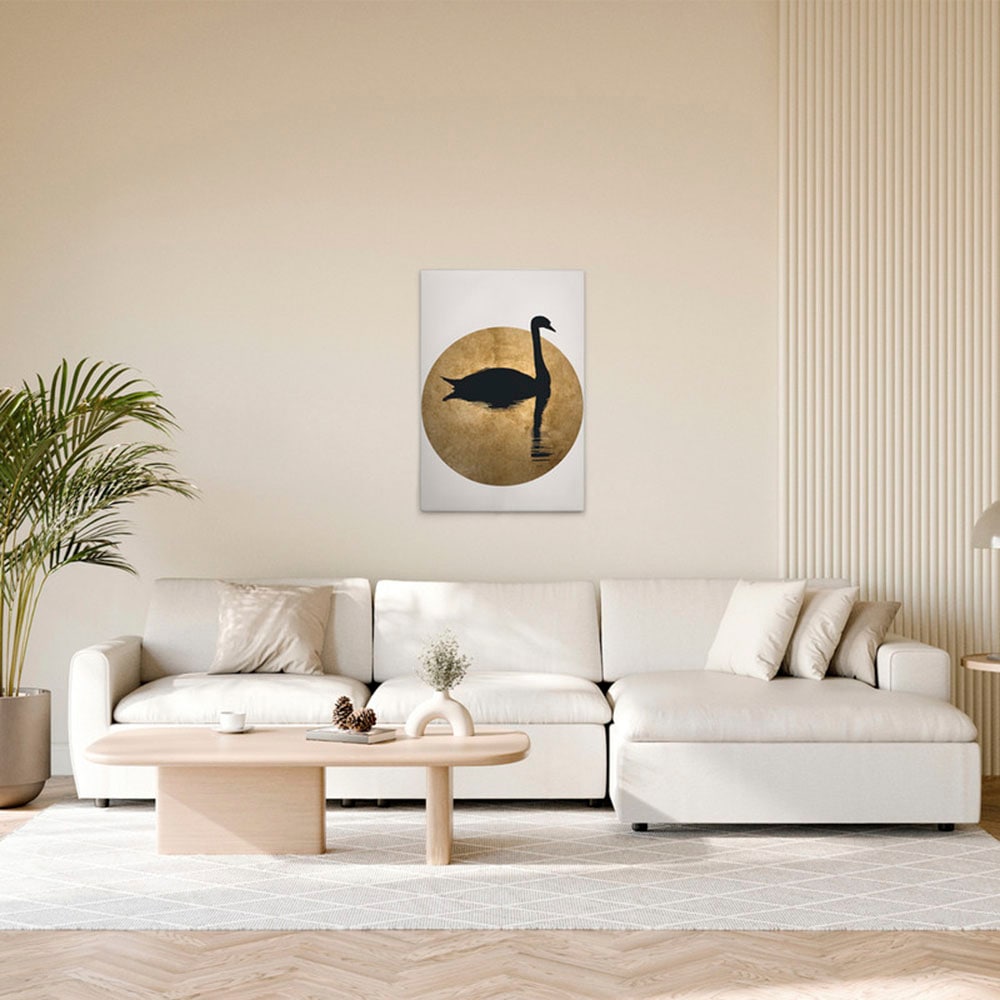 A.S. Création Leinwandbild "The Swan 2 - Wandbild Creme Schwarz Gold Keilra günstig online kaufen