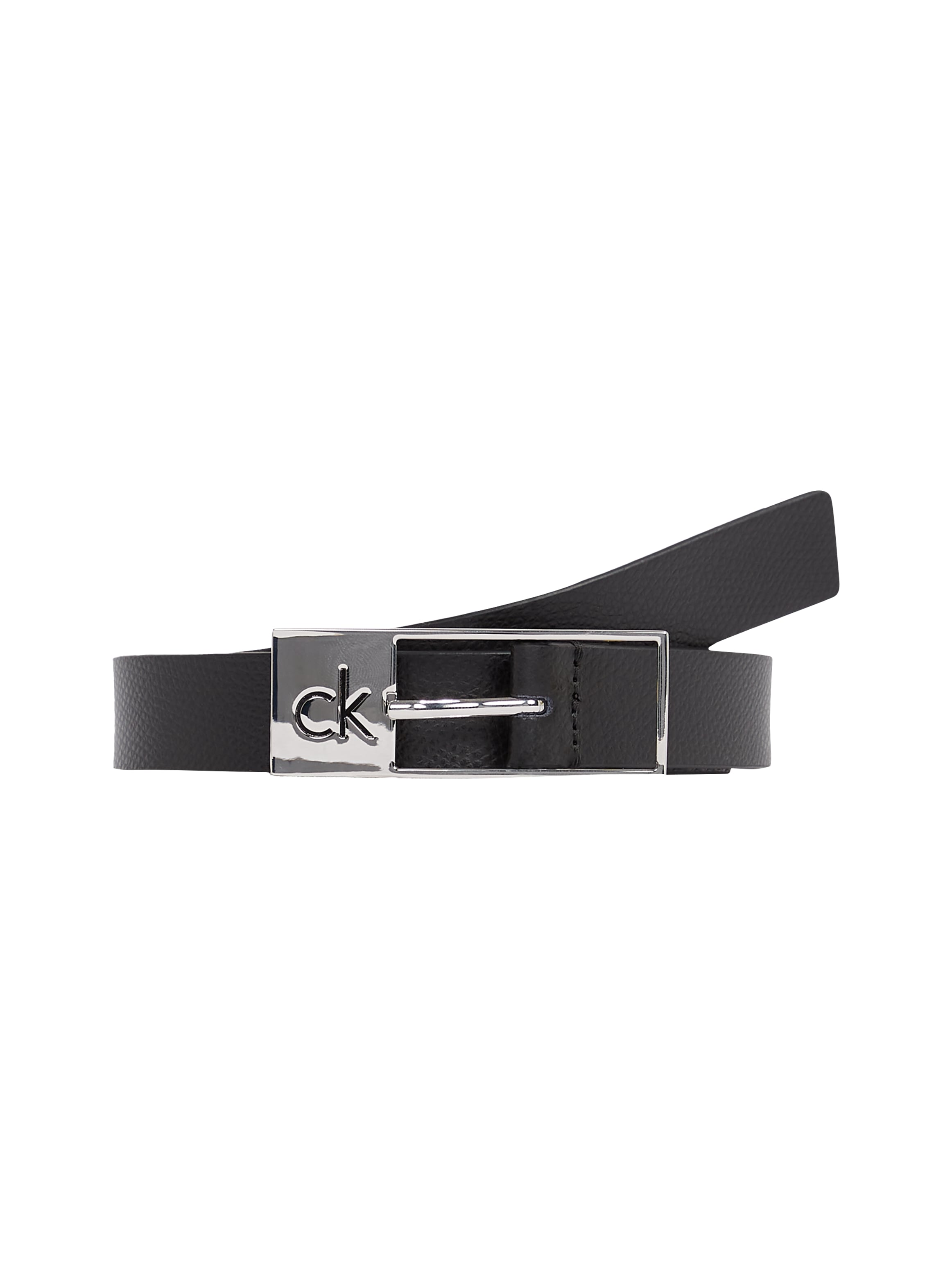 Ledergürtel »CK CUT SQUARE BUCKLE 2.0_CAVIAR«, Logoprägung, Einfachdornschließe