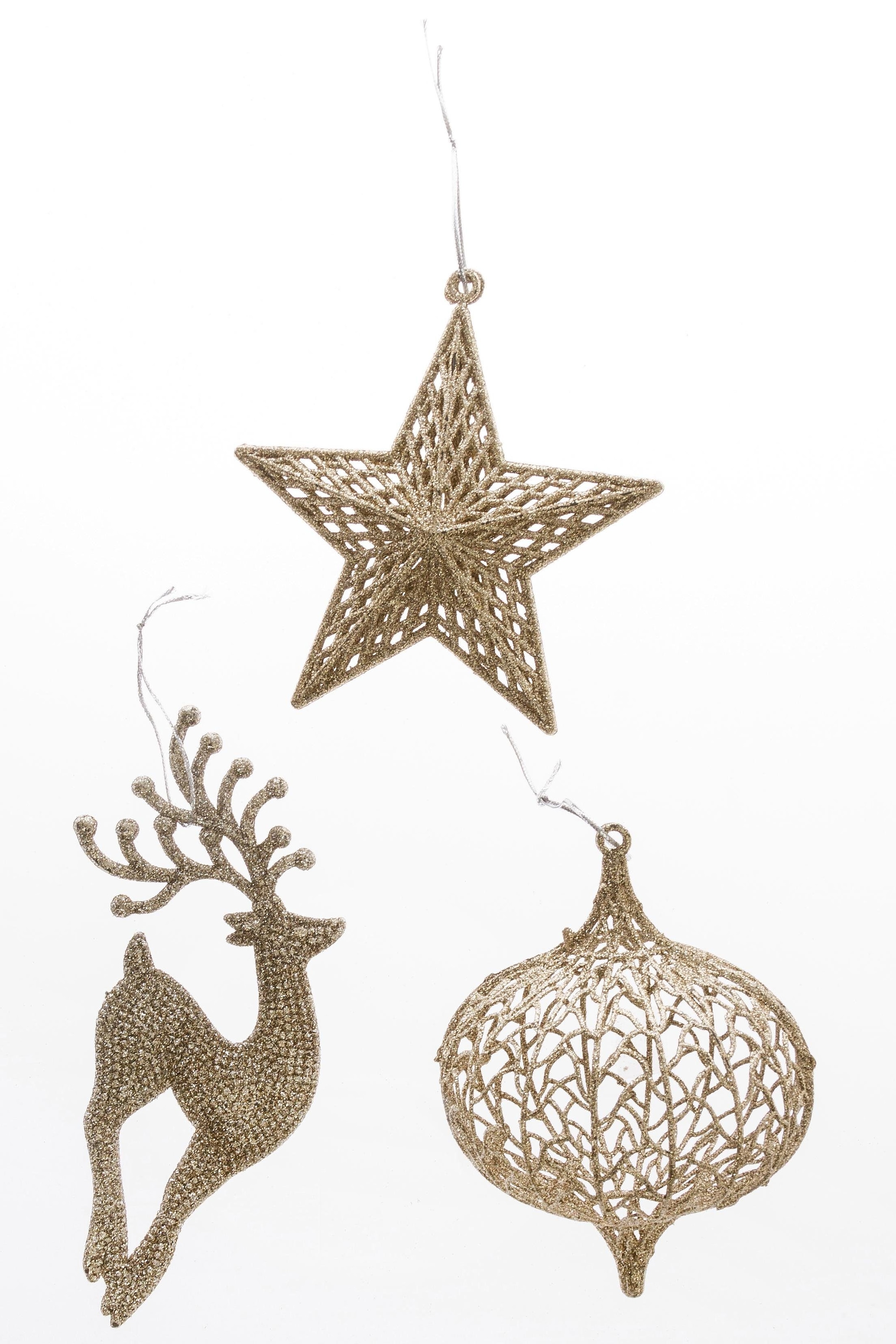 Myflair Möbel & Accessoires Baumbehang »Hirsch, Stern, Zwiebel,  Weihnachtsdeko, Christbaumschmuck«, (Set, 6 St.) | BAUR | Dekohänger