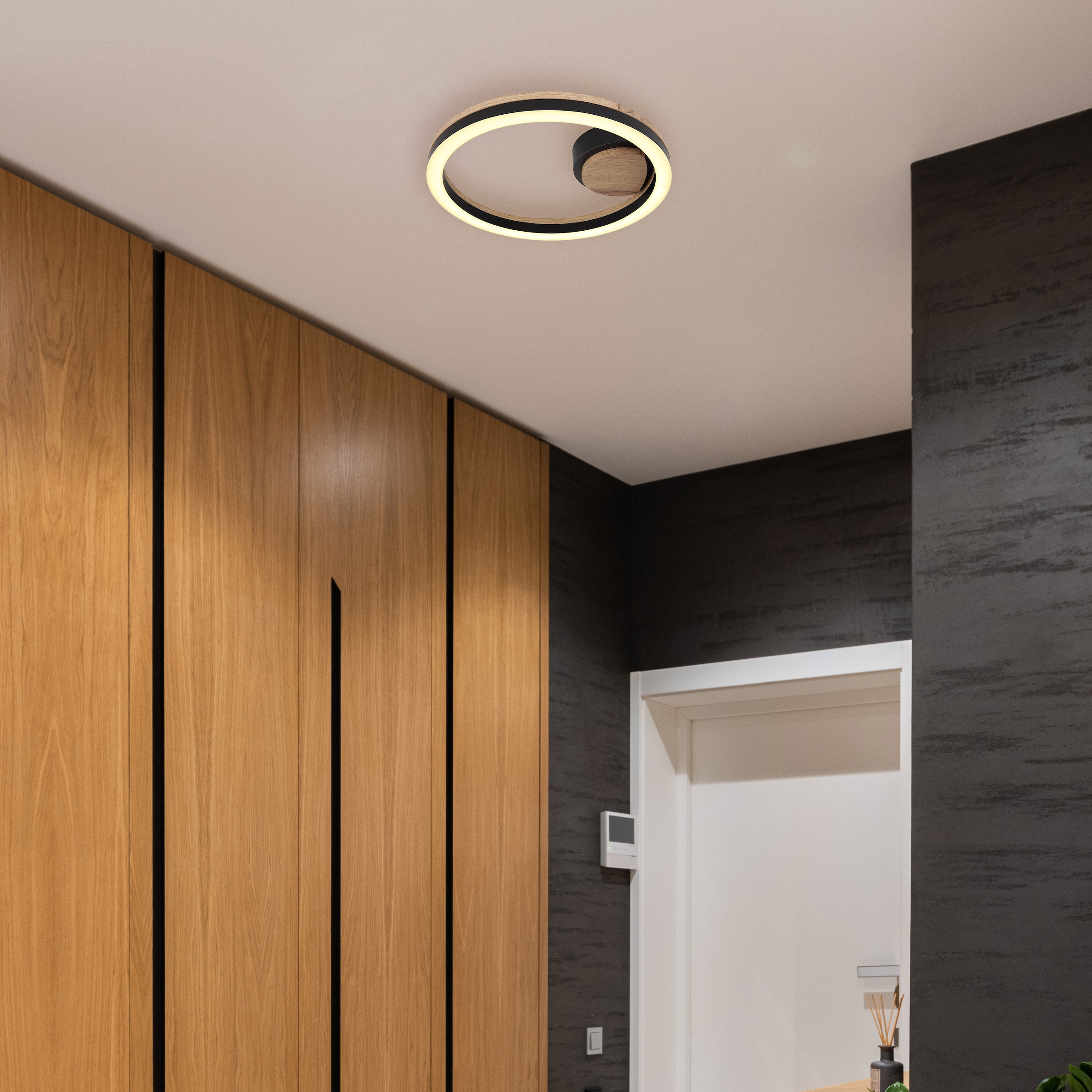 GLOBO LIGHTING LED Deckenleuchte »BEATRIX«, Leuchtmittel LED-Modul | LED fest integriert, Deckenlampe/Wohnzimmer/Schlafzimmer/modern/Holz