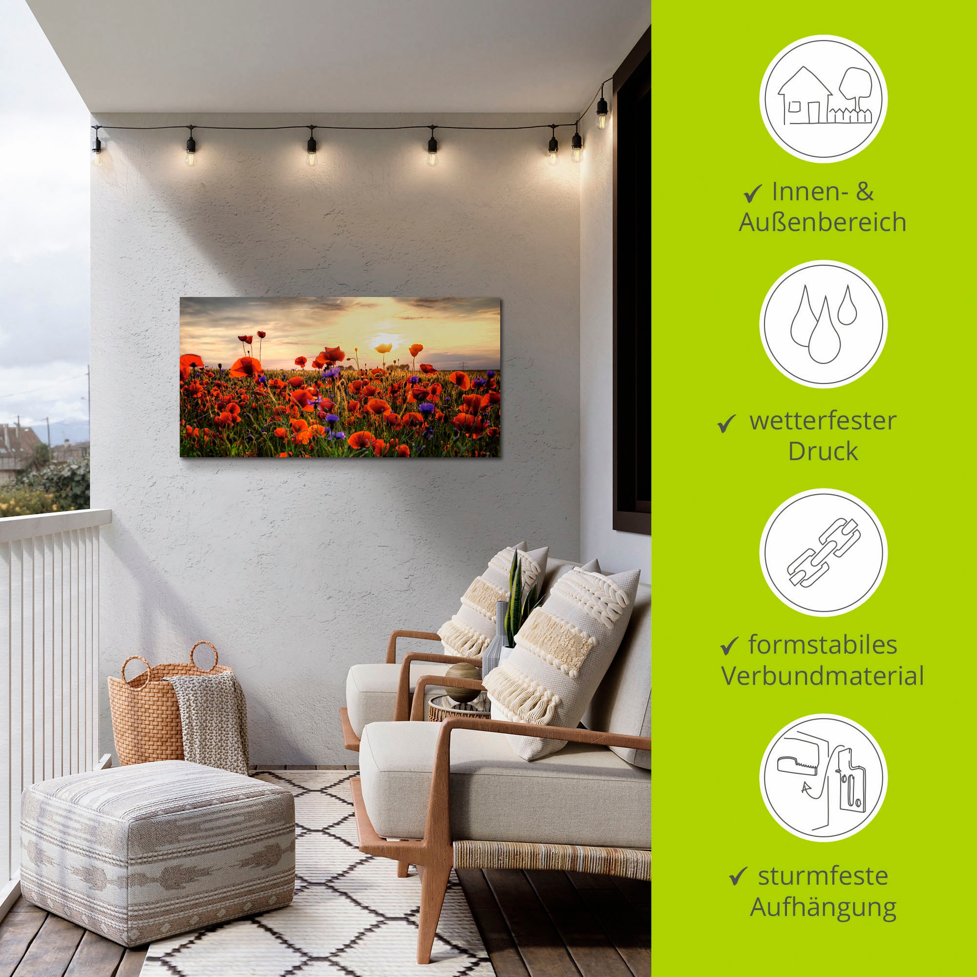 Artland Wandbild »Mohnblumen«, Blumen, (1 St.), als Alubild, Outdoorbild, Leinwandbild, Poster, Wandaufkleber