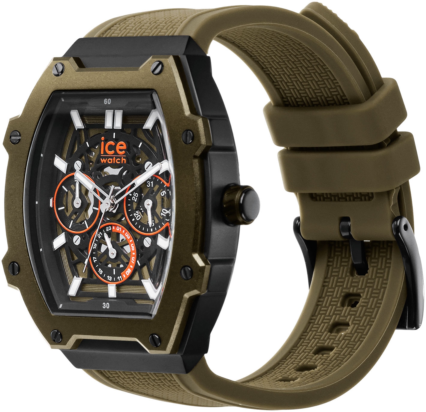 ice-watch Multifunktionsuhr »ICE boliday - Skeleton - Steel - Medium - MT«, Armbanduhr, Quarzuhr, Herrenuhr, Silikonband, Datum,12/24-Std.-Anzeige