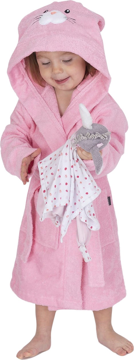 Kinderbademantel WEWO FASHION, L:74cm, rosa, Baumwolle, Hausmäntel, "8024", für Mädchen & Jungen, mit niedlicher Kapuze