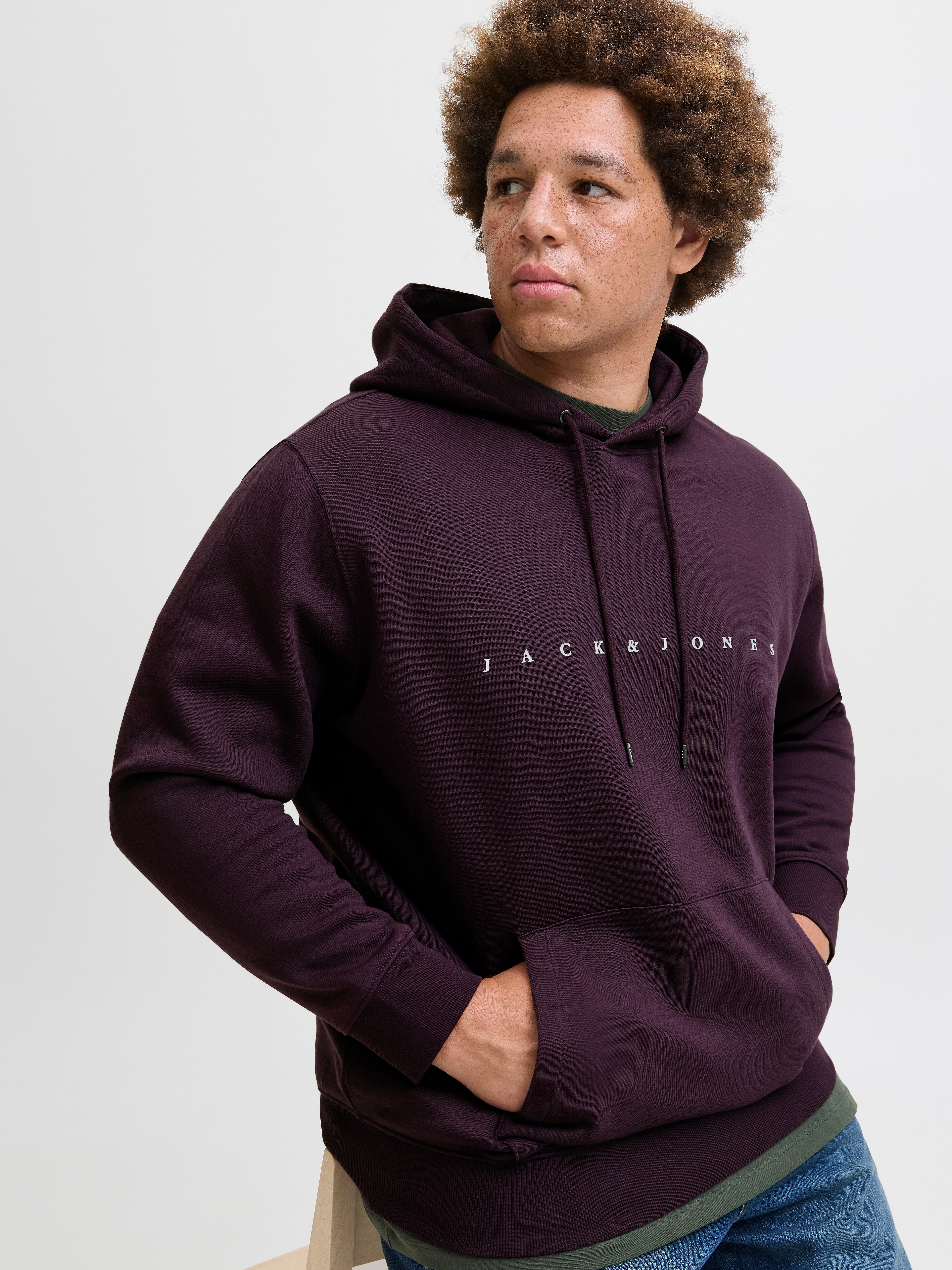 Thumbnail - Jack & Jones PlusSize Kapuzensweatshirt "JJESTAR JJ SWEAT HOOD NOOS PLS" mit Kängurutasche
