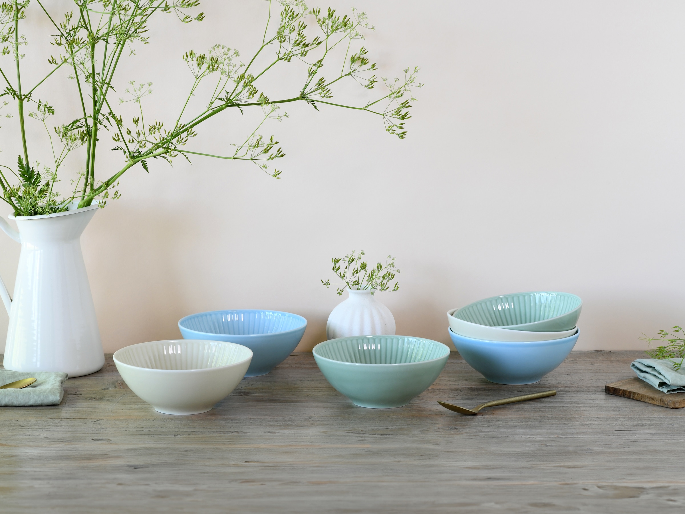 CreaTable Müslischale »Valencia, Mehrzweckschale 6-tlg«, 6 tlg., aus Porzellan, Elegant, Boho Chic