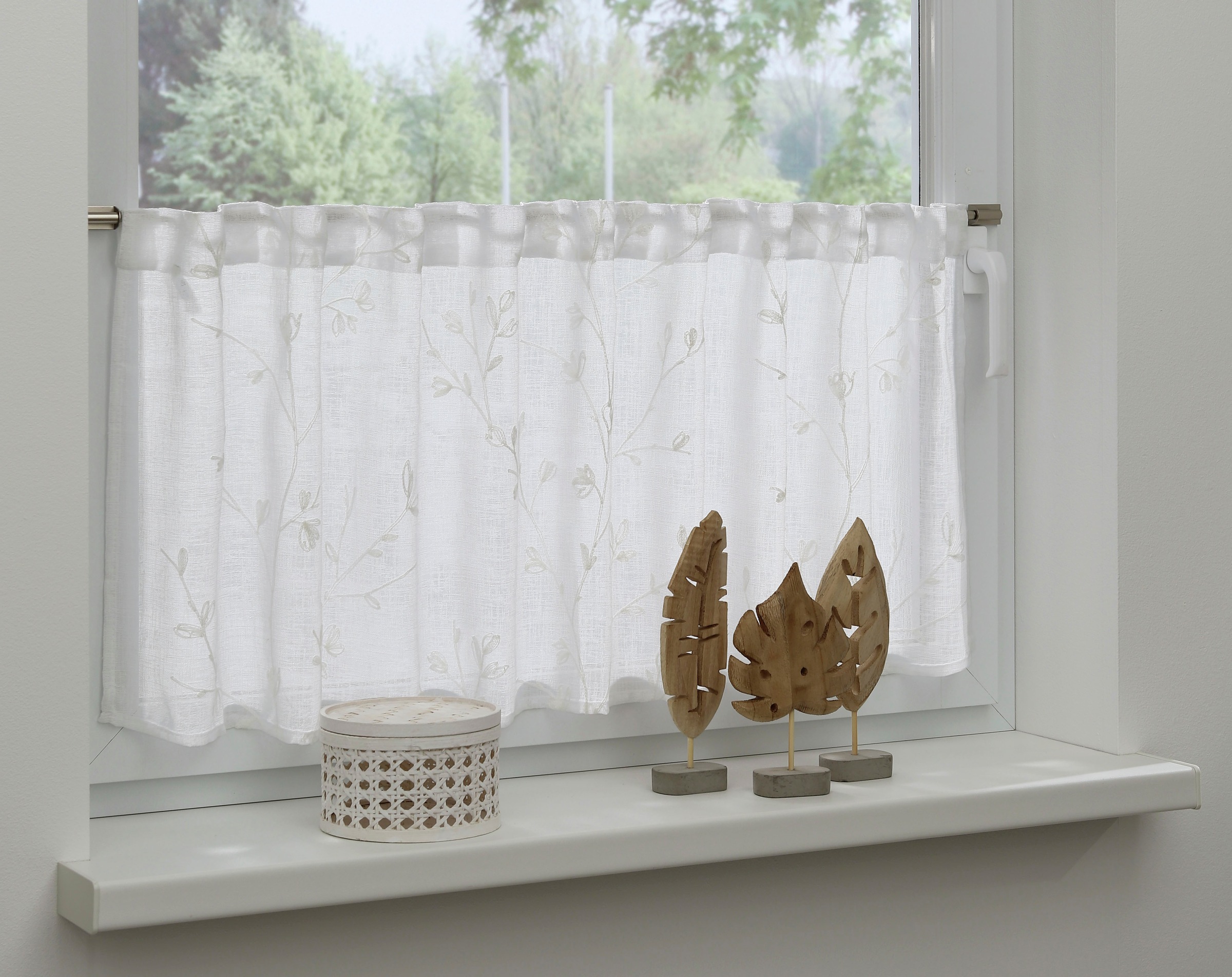 GARDINIA Scheibengardine "Stickerei" Schlaufen 1 Stk. tlg. mit Stickerei Mo günstig online kaufen