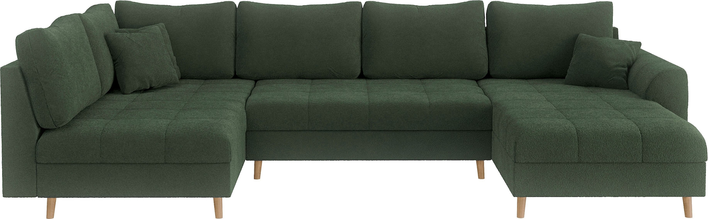 Home affaire Wohnlandschaft »CHARRE U-Form mit Ottomane, Maße B/T/H: 310/161/81 cm«, feine Steppung, lose Rücken- und Zierkissen, auch in Cord und Bouclé