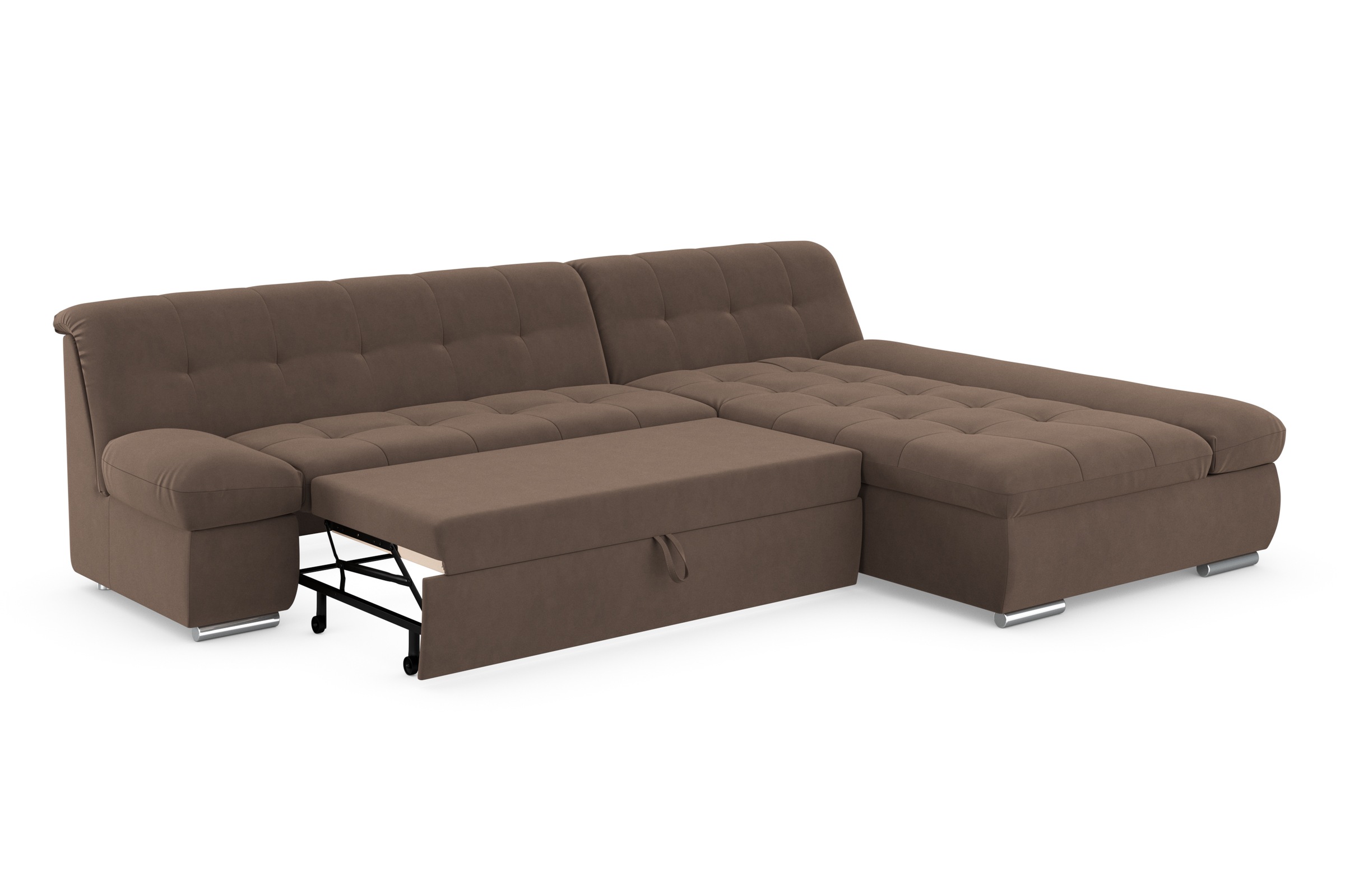 Ecksofa DOMO COLLECTION "Mona L-Form", braun (schlamm), B:297cm H:80cm T:173cm, Struktur fein 100% Polyester;Chenilleoptik 100% Polyester;SOFTLUX/Struktur fein 100% Polyester, Sofas, Ecksofa, wahlweise mit Bettfunktion 6