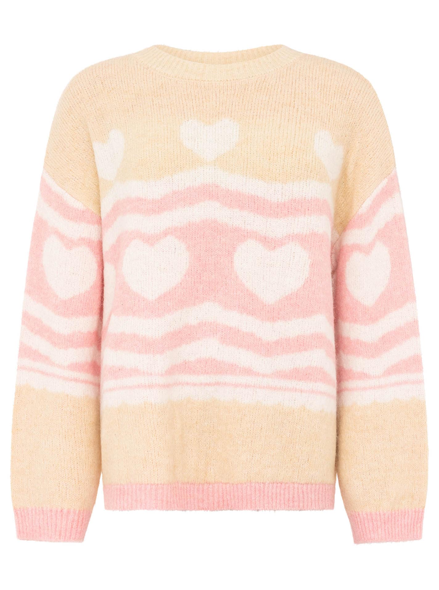 Zwillingsherz Strickpullover »"Lovely"« Rundhals, oversize, farbiges Muster mit Herzen, Strick