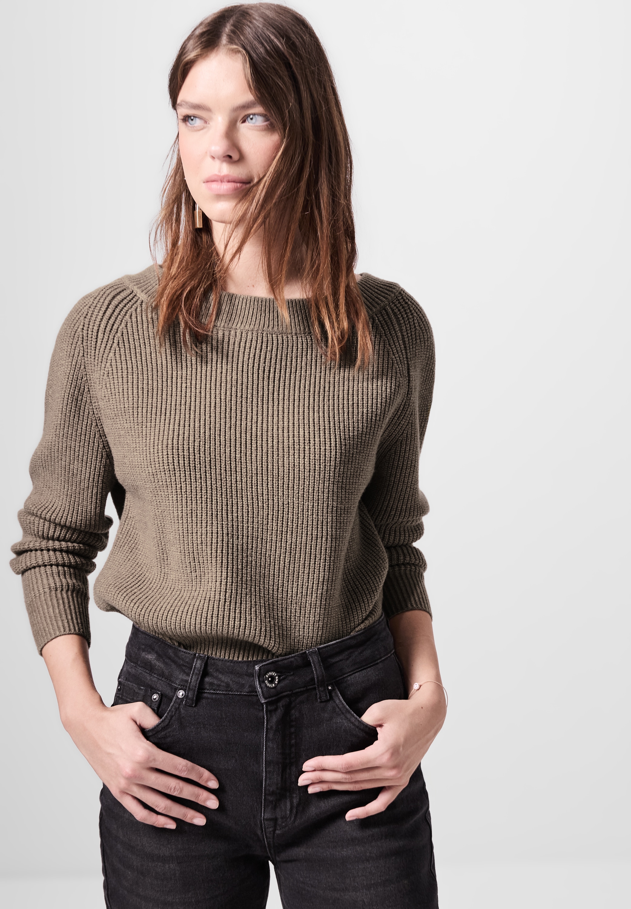 STREET ONE STUDIO Strickpullover, mit U-Boot-Ausschnitt