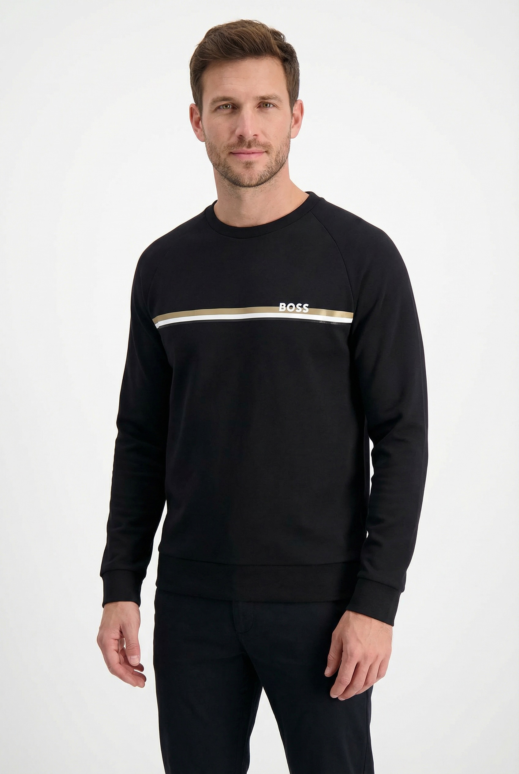 BOSS Sweatshirt "Authentic", aus Baumwoll-Terry mit Streifen und Logo günstig online kaufen