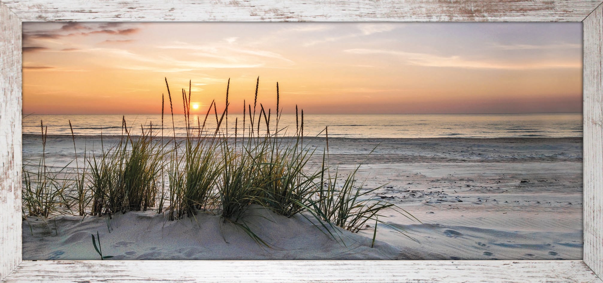 Bild mit Rahmen »Strand, Sonnenuntergang«, (1 St.)
