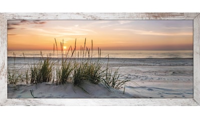 Bild mit Rahmen »Strand, Sonnenuntergang«, (1 St.)