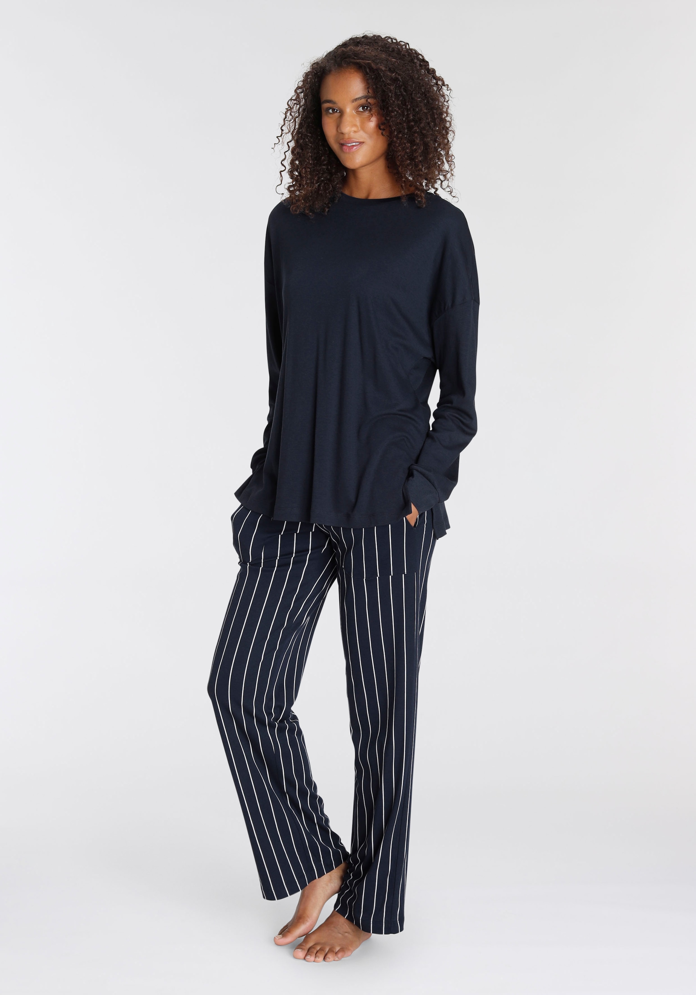 Schiesser Schlafanzug Lang Baumwolle - Nightwear Set di
