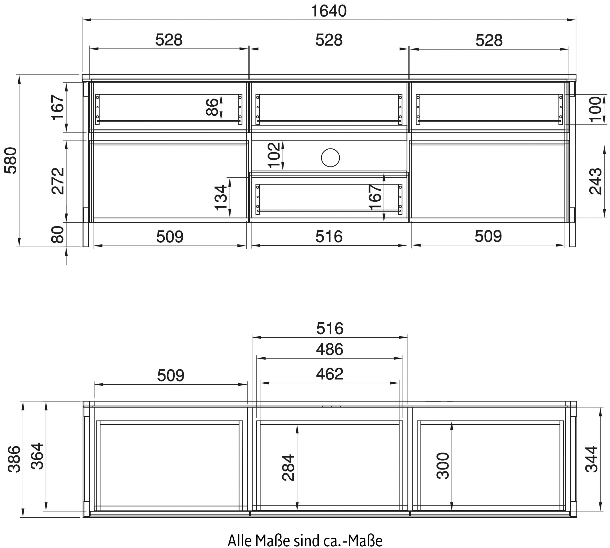 Home affaire TV-Schrank »Stranda, moderner TV-Unterschrank, Kommode im Scandi-Style, Lowboard«, Rahmenoptik, ausreichend Stauraum, vielseitig einsetzbar, 164 cm breit