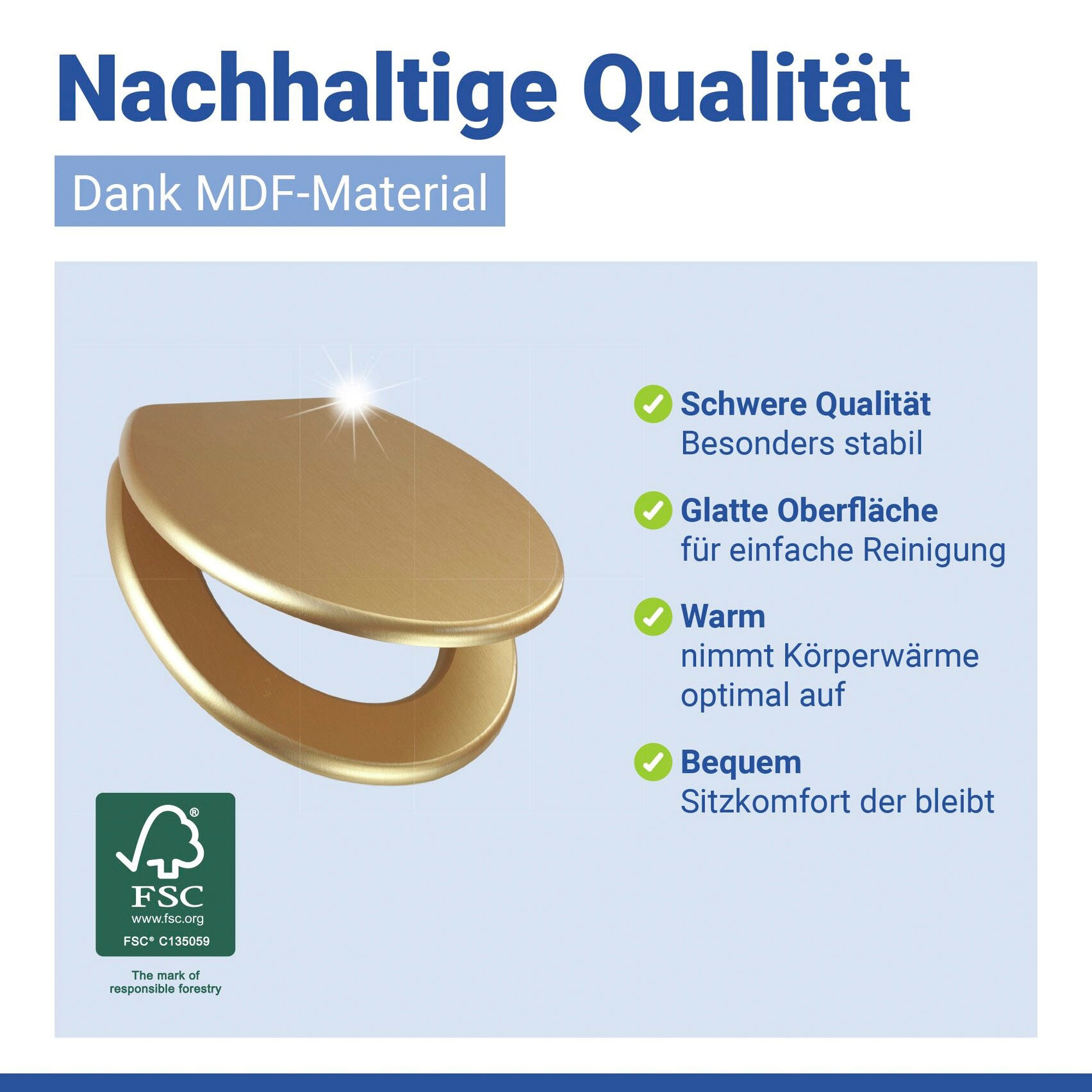 WENKO WC-Sitz »Modell Aldeno« aus MDF mit Edelstahl-Befestigung, spülkastengeeignet