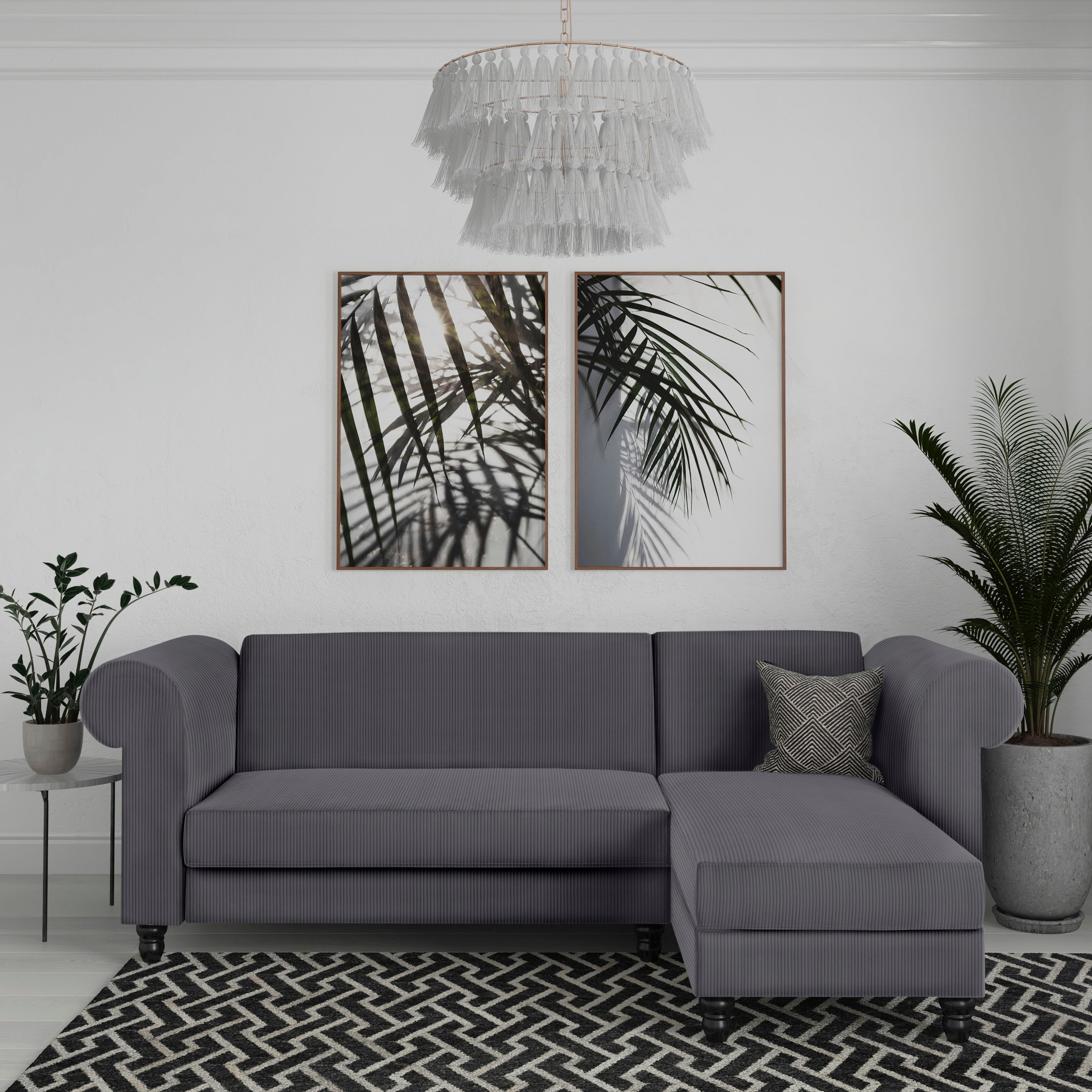 Dorel Home Ecksofa »Felix II, L-Form, Schlafsofa 241cm (Liegefl. 108/195 cm),«, verstellb. Rückenlehne, Recamiere wechselbar, Cord