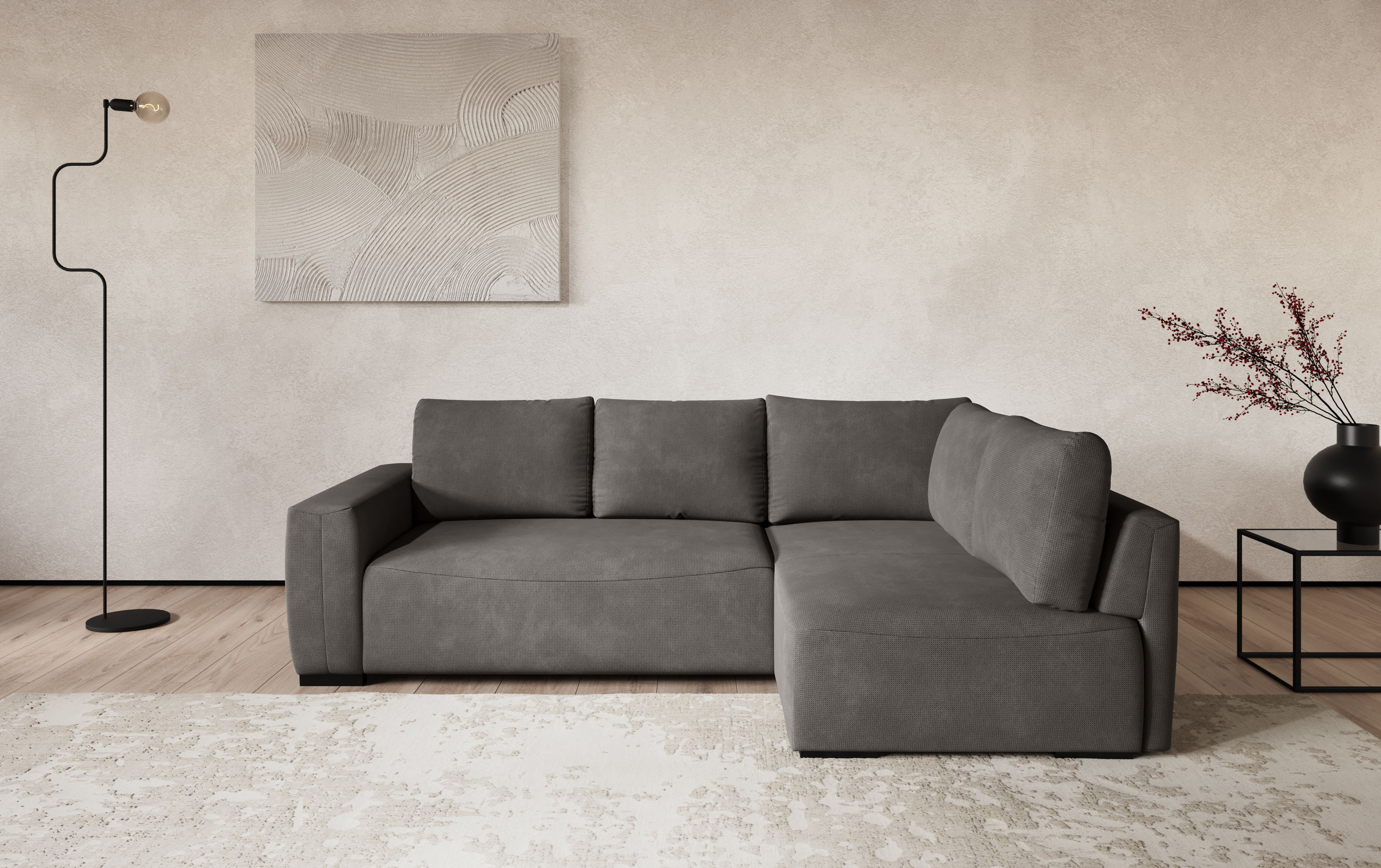 COTTA Ecksofa "Giro L-Form, Ottomane, Breite 252 cm" wahlweise mit Bettkasten und Trendbezug CORD