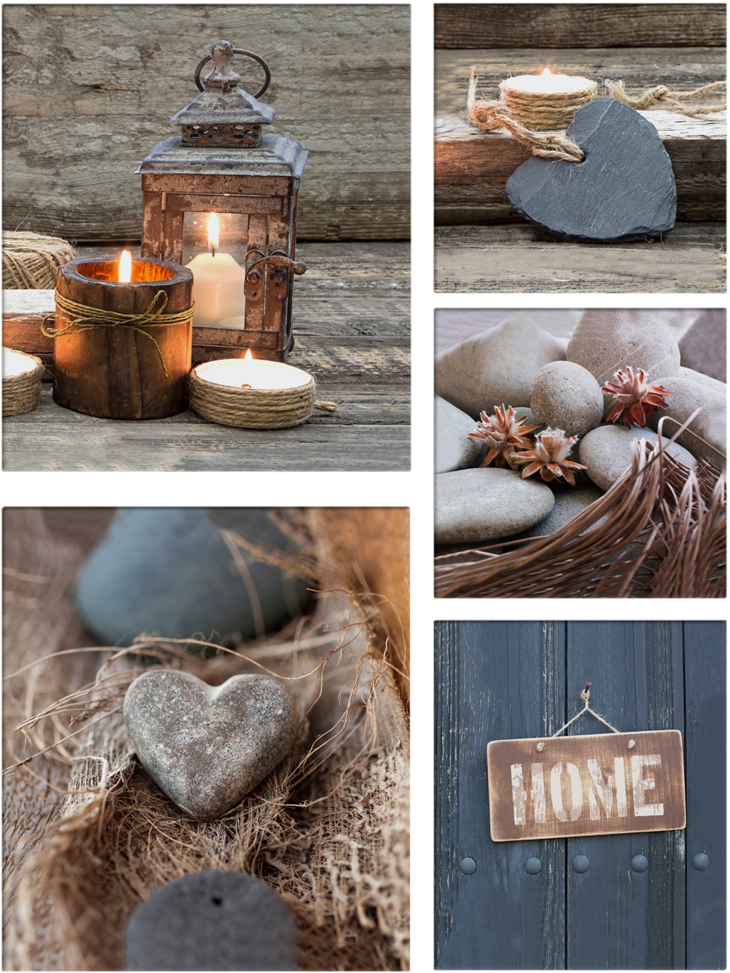 Art for the home Leinwandbild "Home", Natur-Zen, (5 St.), Zuhause SET 5-tei günstig online kaufen