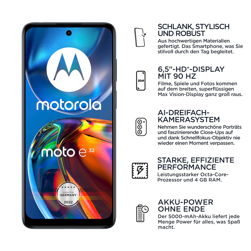 Motorola Smartphone »e32«, Gravity Grey, 16,51 cm/6,5 Zoll, 64 GB Speicherplatz, 16 MP Kamera