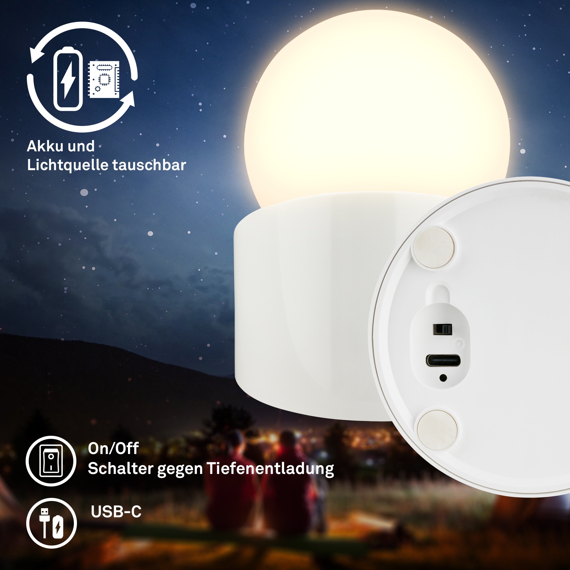 Briloner Leuchten LED Außen-Tischleuchte »SORA« LED-Board 2 Stk. Warmweiß kabellos 10x8x9cm Weiß 2W Kinderzimmer Flur Outdoor Aussen 2er-Set
