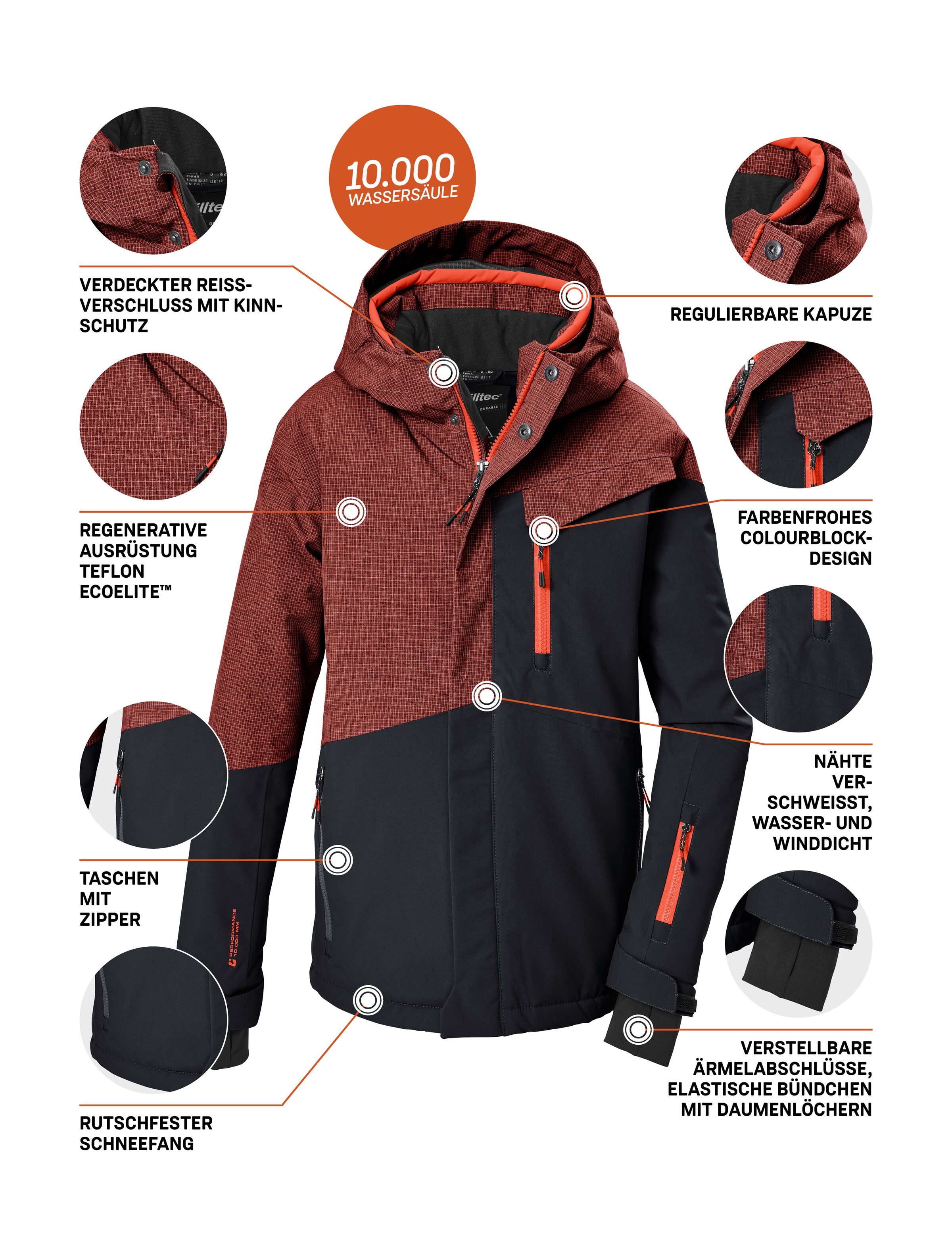 Killtec Skijacke »KSW 211 BYS SKI JCKT« Wind- und wasserdichte Skijacke mit verstellbarer Kapuze
