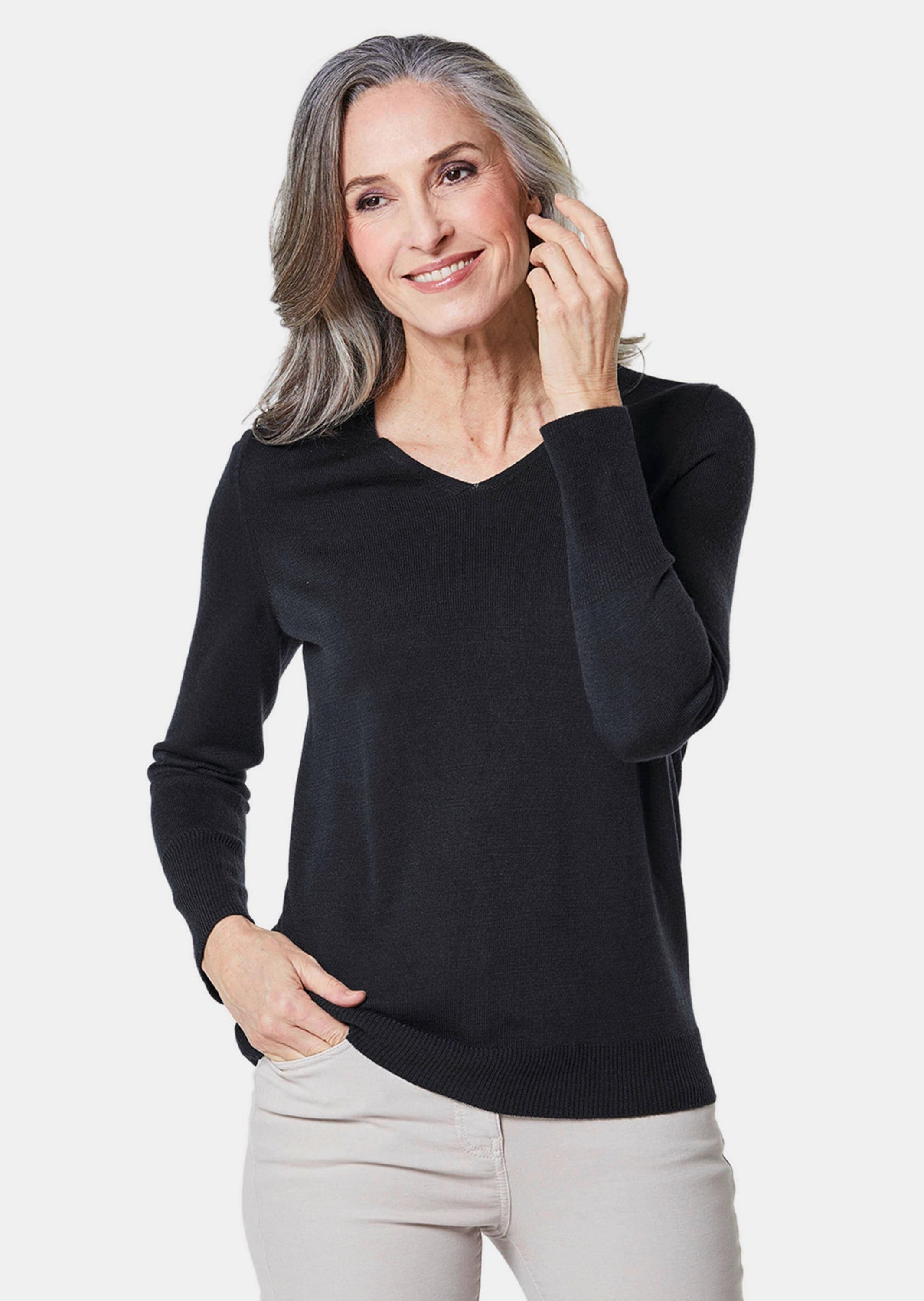 GOLDNER Strickpullover »Pullover mit V-Ausschnitt Unkomplizierter Pullover mit V-Ausschnitt«