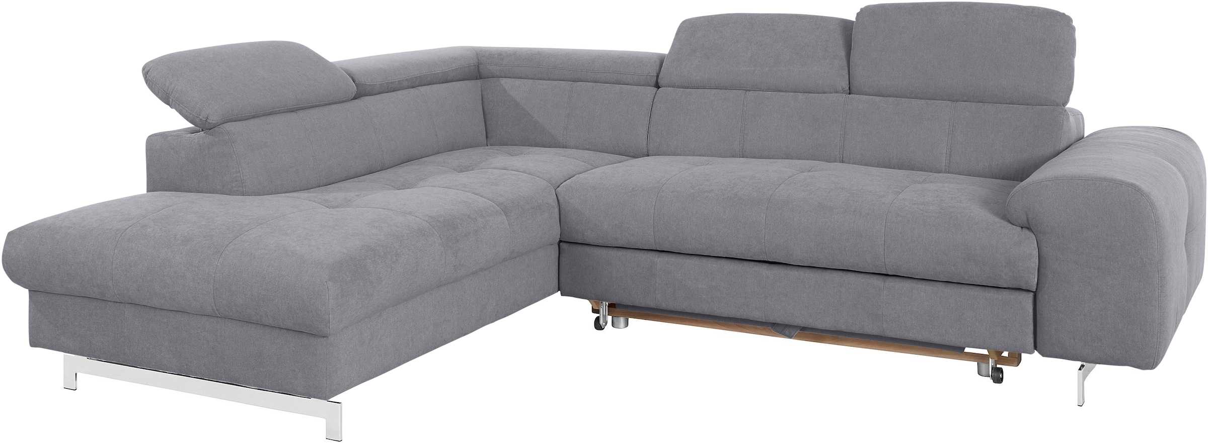 COTTA Ecksofa »Chef L-Form«, mit Kopfteilverstellung, edle Metallkufen, wahlweise mit Bettfunktion