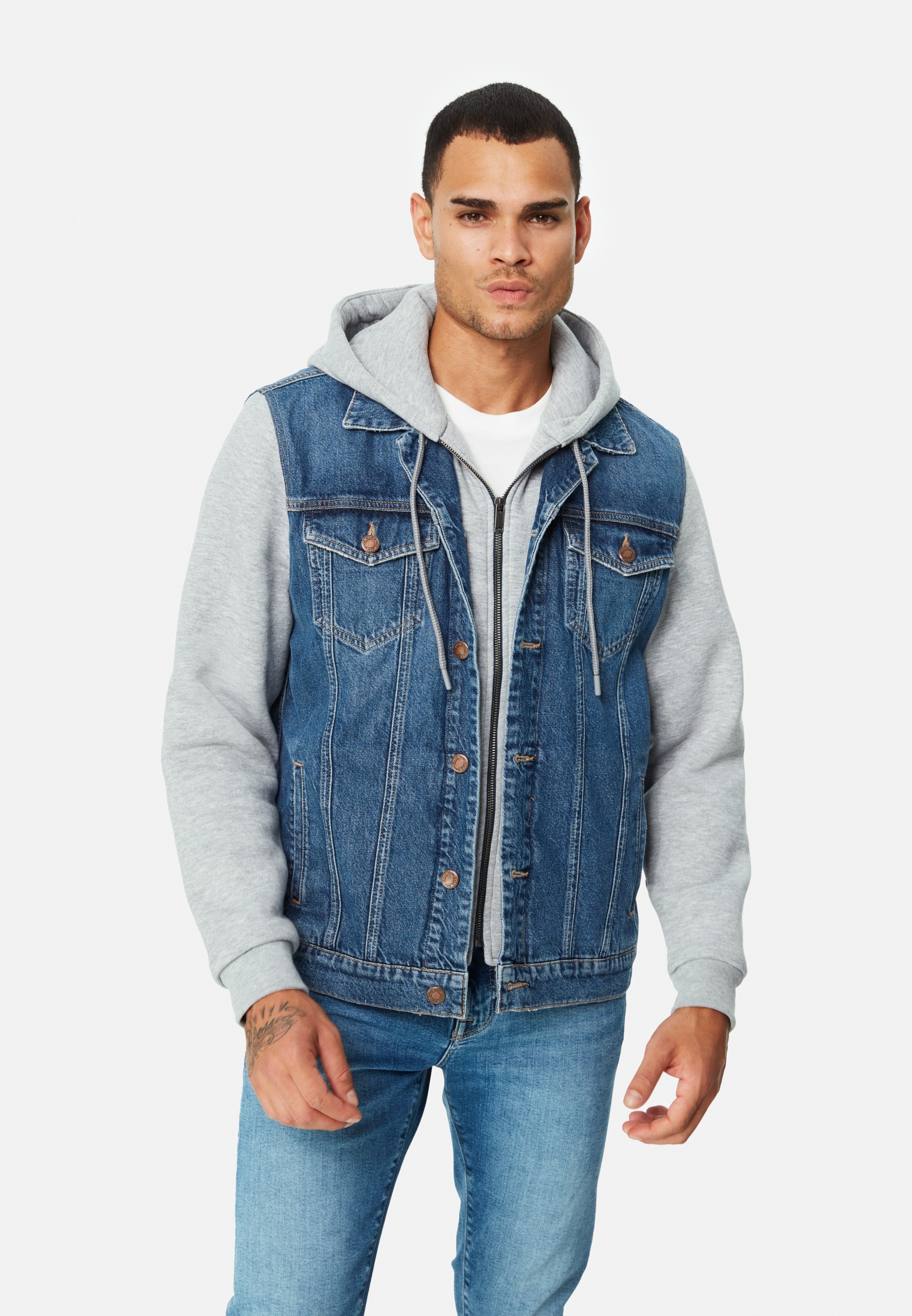 Mavi Jeansjacke »JERRY«, mit Kapuze, Jeansjacke mit Jerseyärmeln