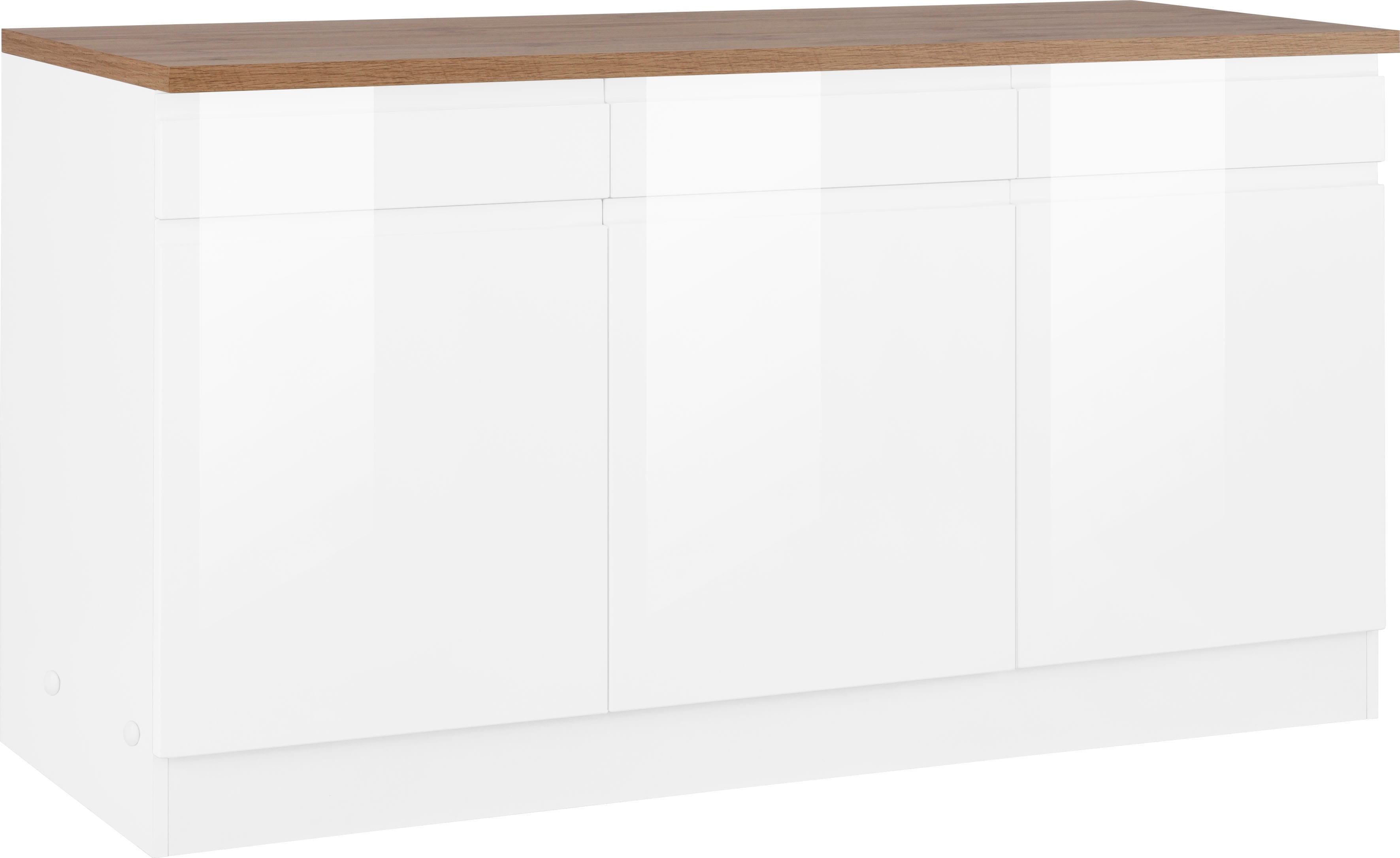 KOCHSTATION "KS-Virginia,neu in verbesserter Ausführung" Stauraum, Softclose, Breite 150 cm, 3 Türen, Soft-Close-Funktion