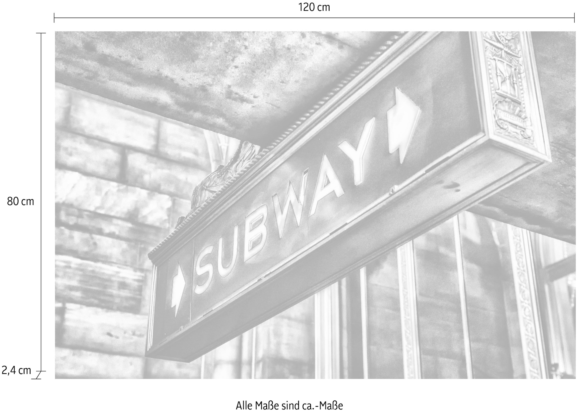 queence Acrylglasbild »SUBWAY Schild«, Elemente der Architektur-Schriftzug-Schwarz-Weiß-Schilder, Fine Art-Print in Galeriequalität