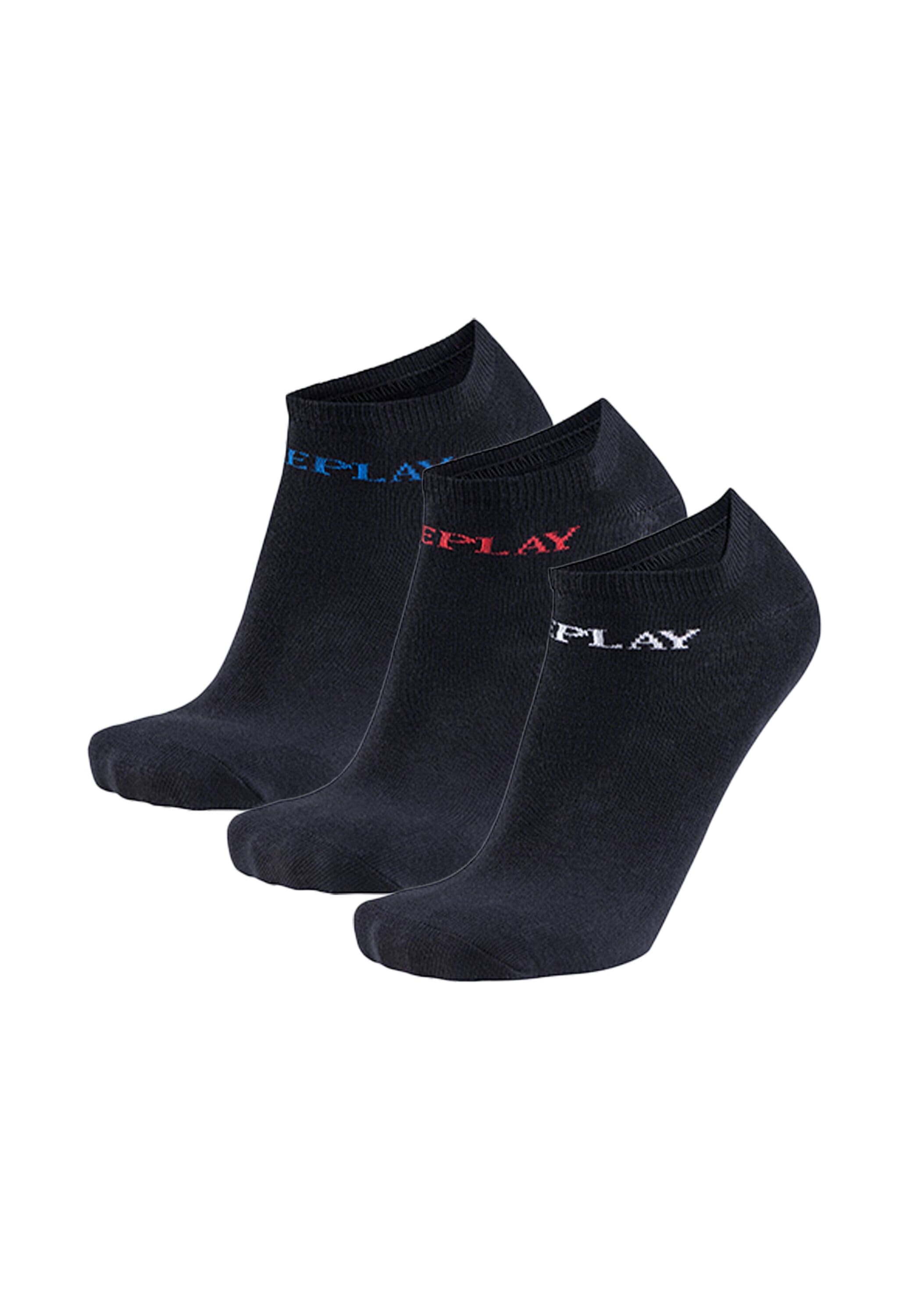 REPLAY Herren Sneakersocken "Socken 3er Pack", Gr. 35, schwarz, Obermaterial: 75% Baumwolle CO. 15% Polyester PES. 9% Polyamid PA. 1% Elasthan EL.,
